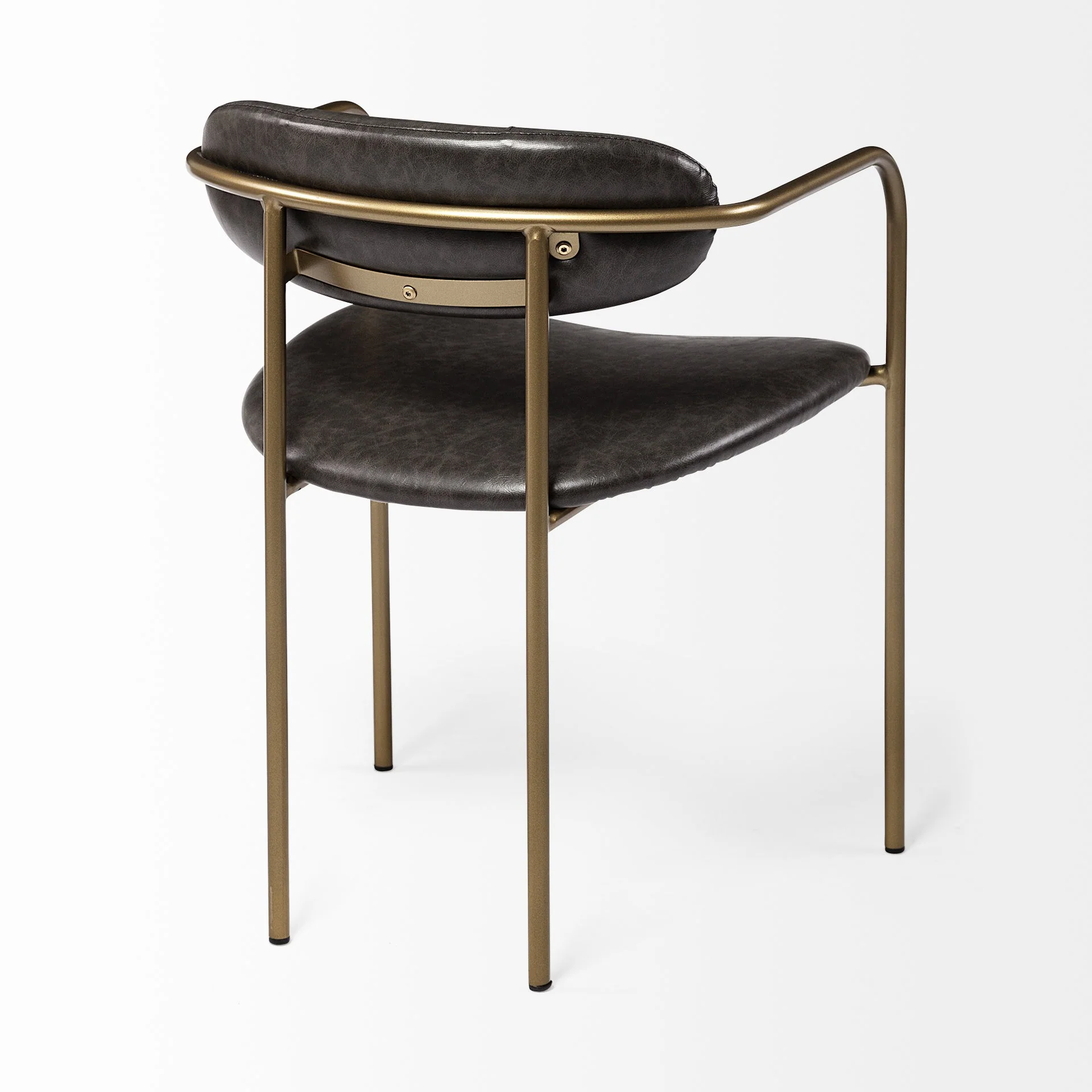 Set Of 2 Gold And Dark Brown Faux Leather Dining Chairs By Homeroots - Image 5