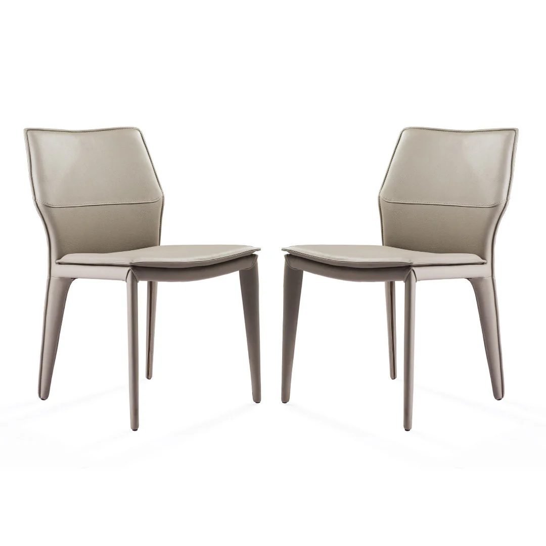 Set Of 2 Gray Faux Leather Metal Dining Chairs By Homeroots - Image 2