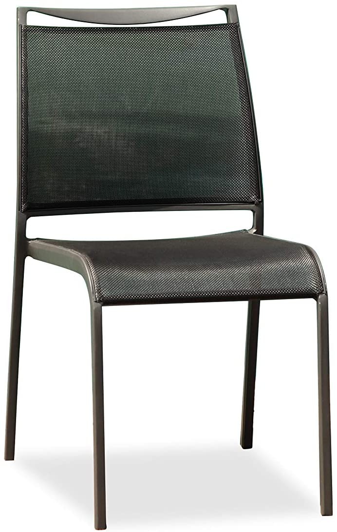 Set Of 2 Gray Stackable Aluminum Sling Armless Chairs By Homeroots - Image 2