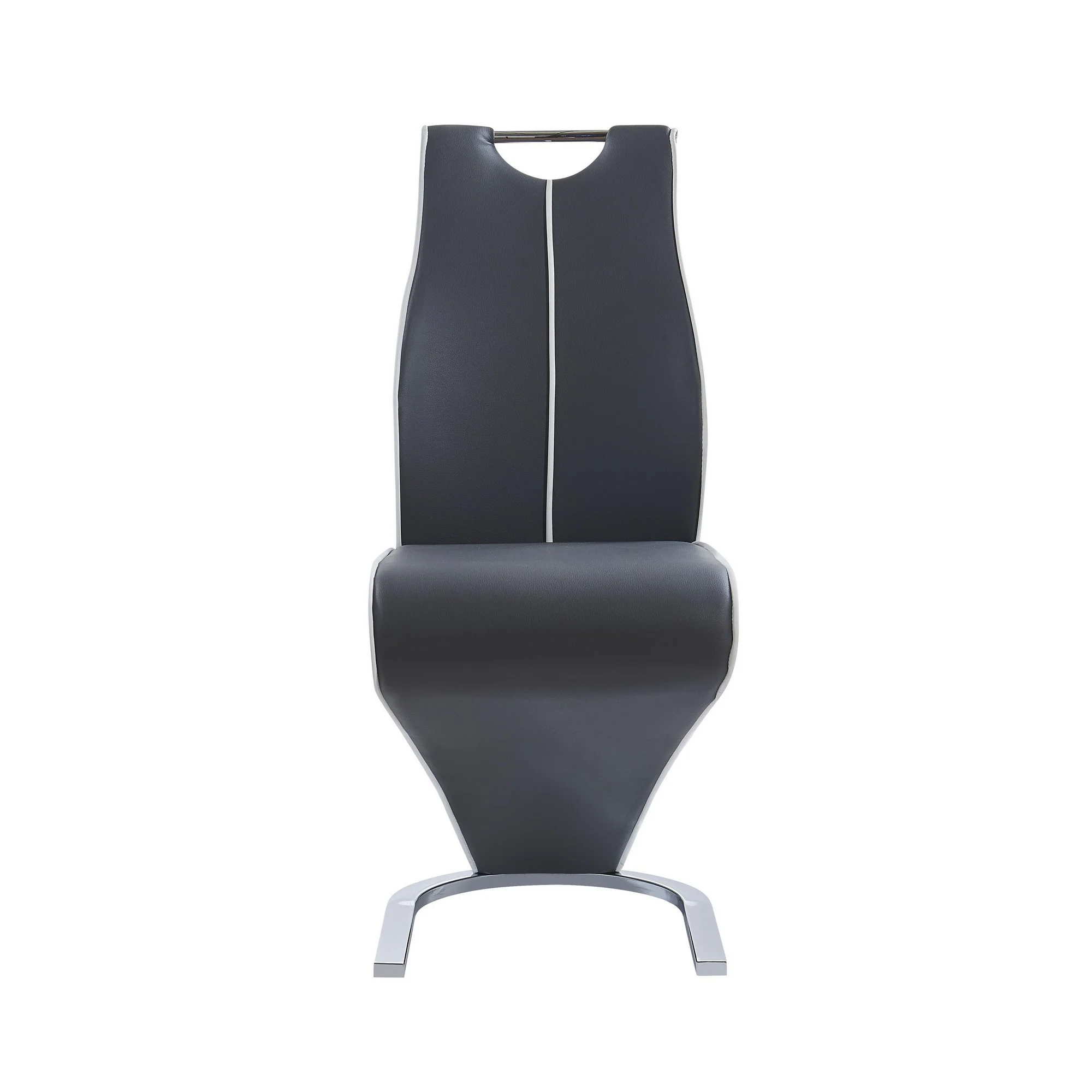 Set Of 2 Grey And White Z Style Design Dining Chairs With Metalic Base And Seat Back Handle By Homeroots - Image 2