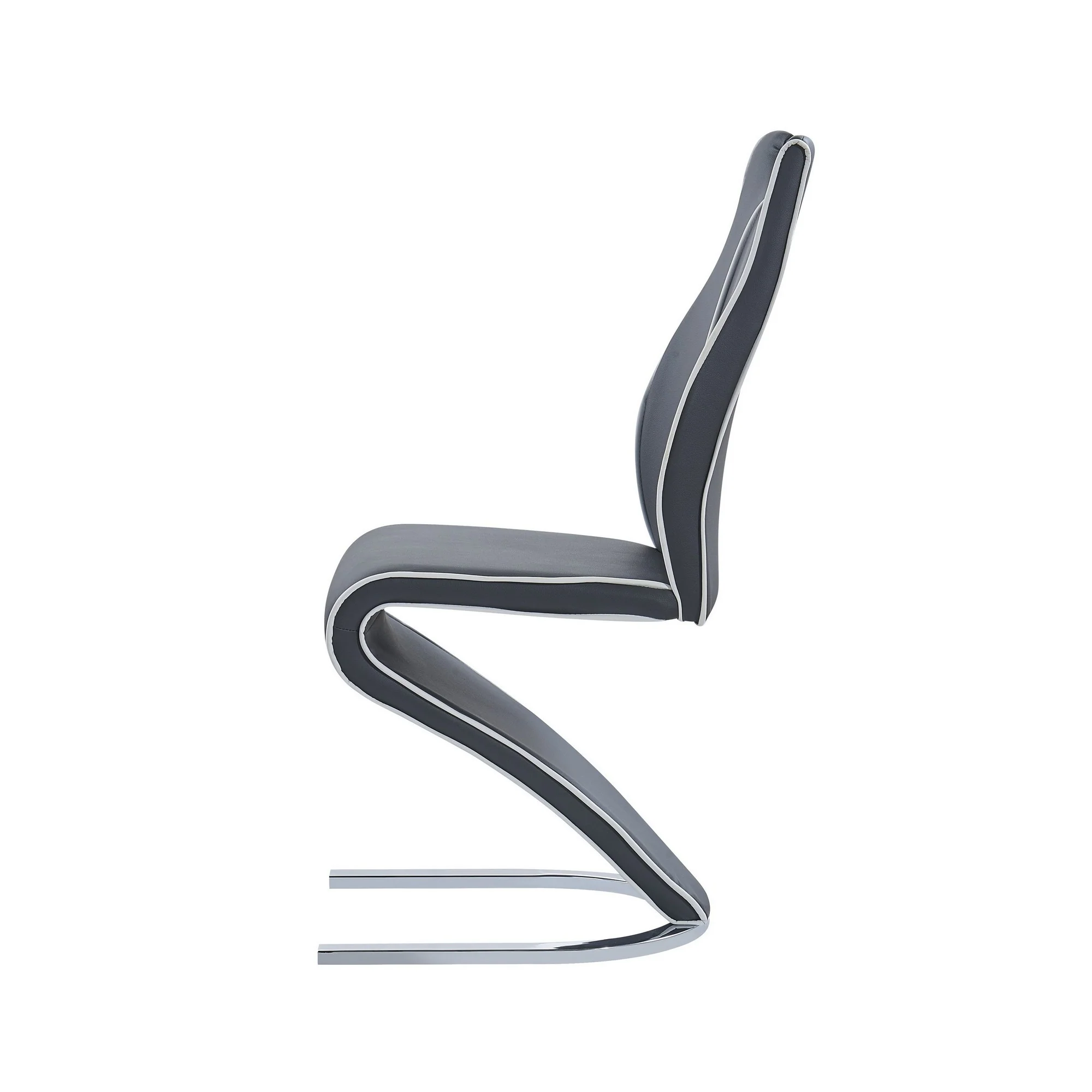 Set Of 2 Grey And White Z Style Design Dining Chairs With Metalic Base And Seat Back Handle By Homeroots - Image 4