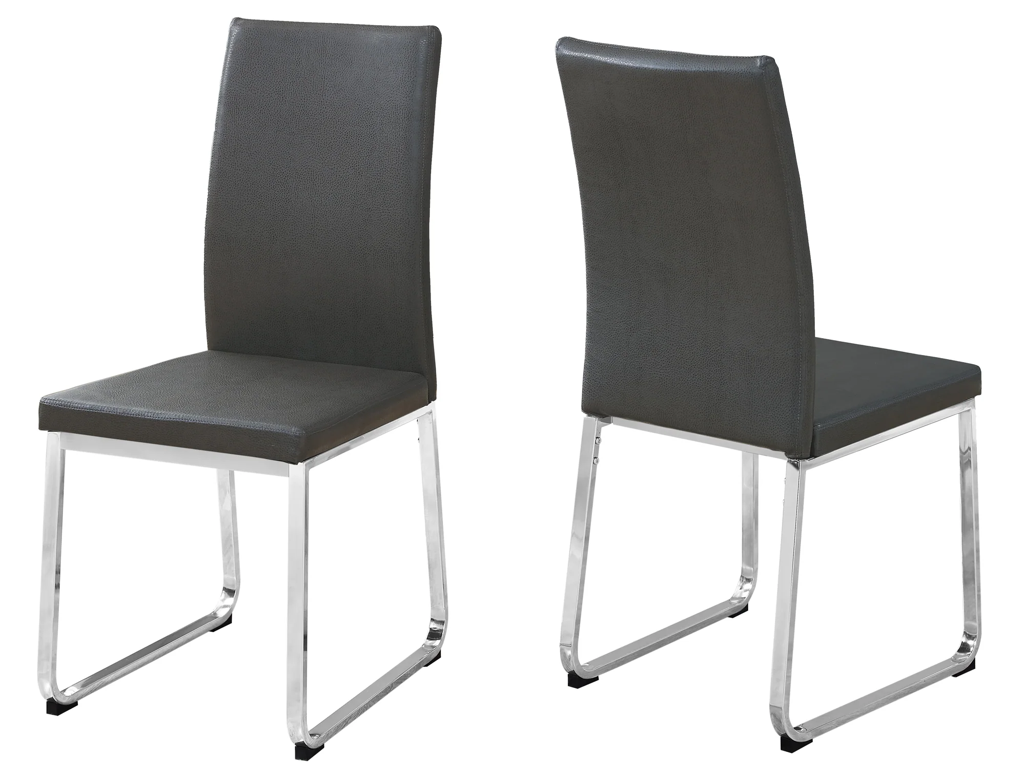Set Of 2 Grey Faux Leather And Chrome Dining Chairs By Homeroots - Image 2