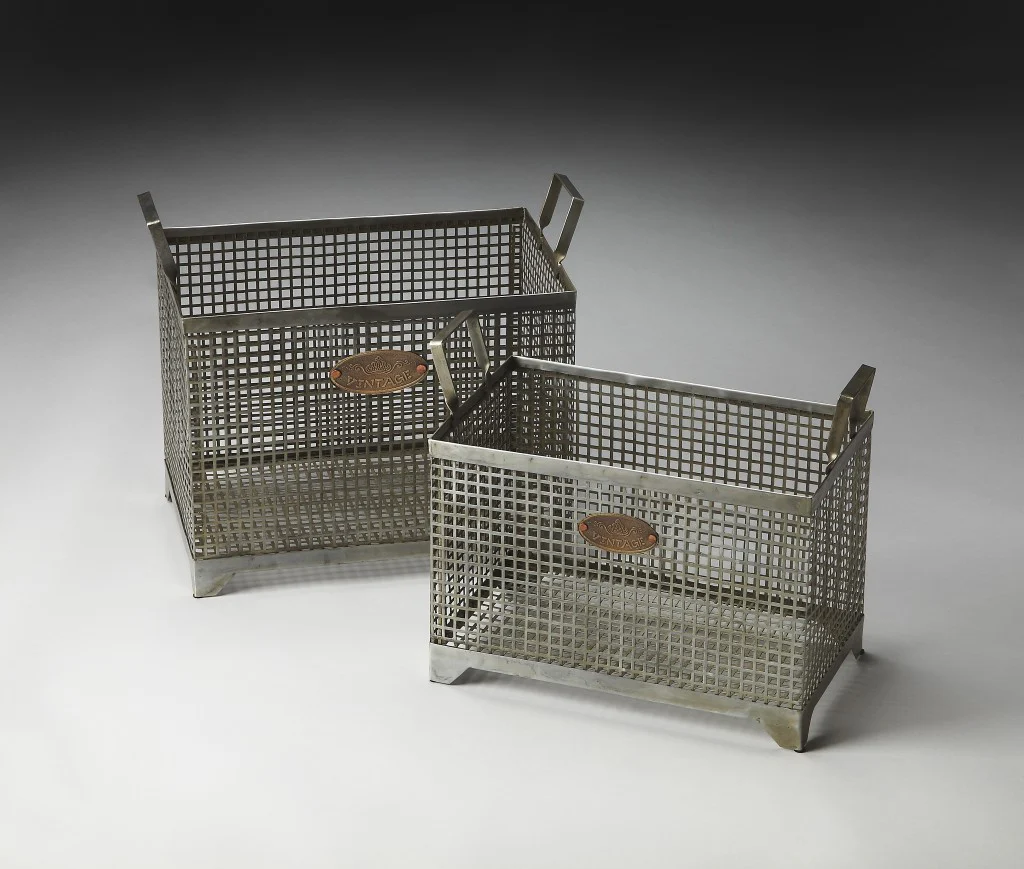 Set of 2 Iron Storage Baskets By Homeroots - Image 2