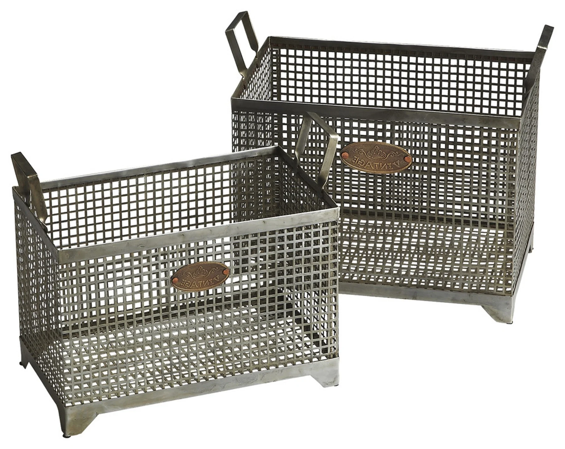 Set of 2 Iron Storage Baskets By Homeroots - Image 3