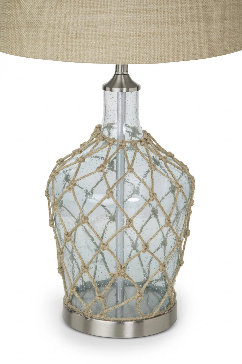 Set of 2 Light Blue Bubble Glass Coastal Table Lamps By Homeroots - Image 3
