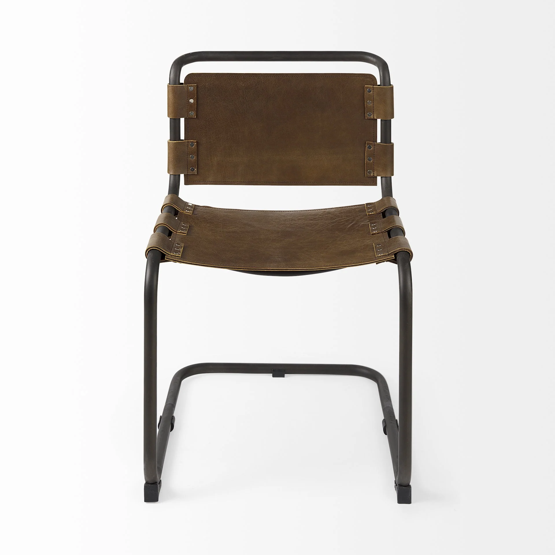 Set Of 2 Light Brown Leather Dining Or Side Chairs By Homeroots - Image 2