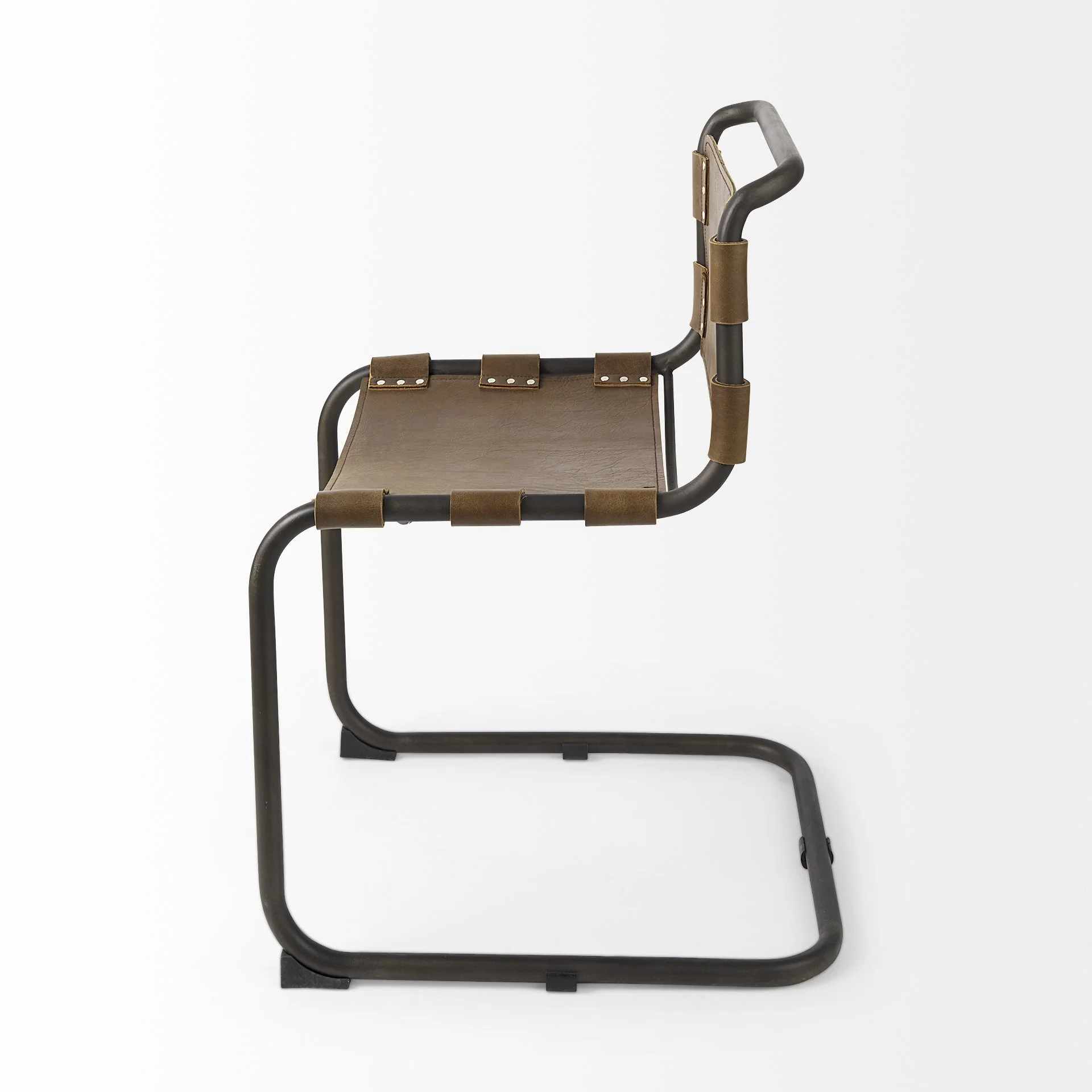 Set Of 2 Light Brown Leather Dining Or Side Chairs By Homeroots - Image 3