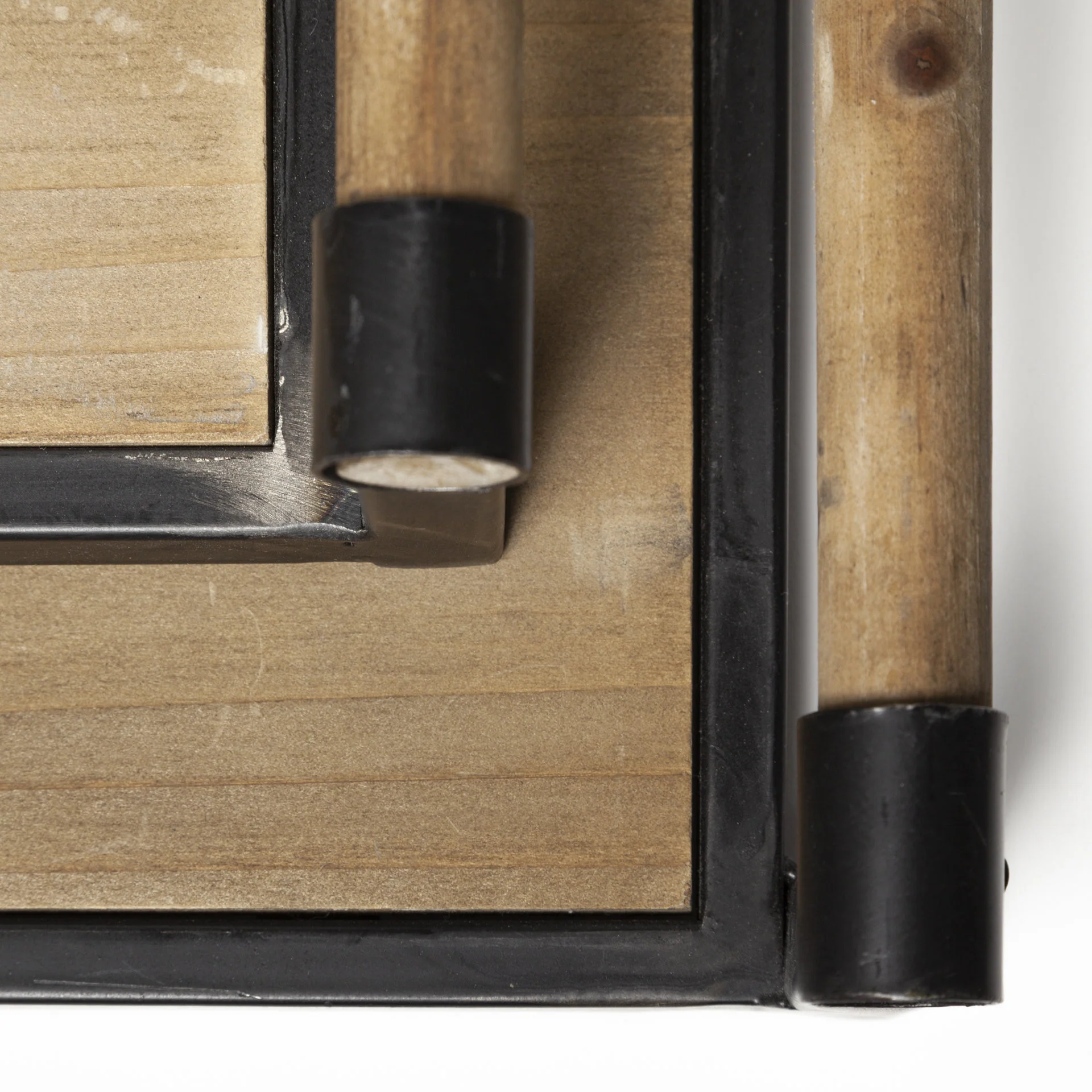Set Of 2 Light Brown Wood With Matte Black Metal Frame And Two Handles Trays By Homeroots - Image 5
