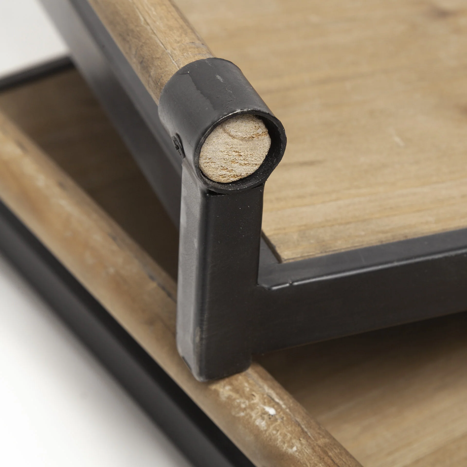 Set Of 2 Light Brown Wood With Matte Black Metal Frame And Two Handles Trays By Homeroots - Image 6