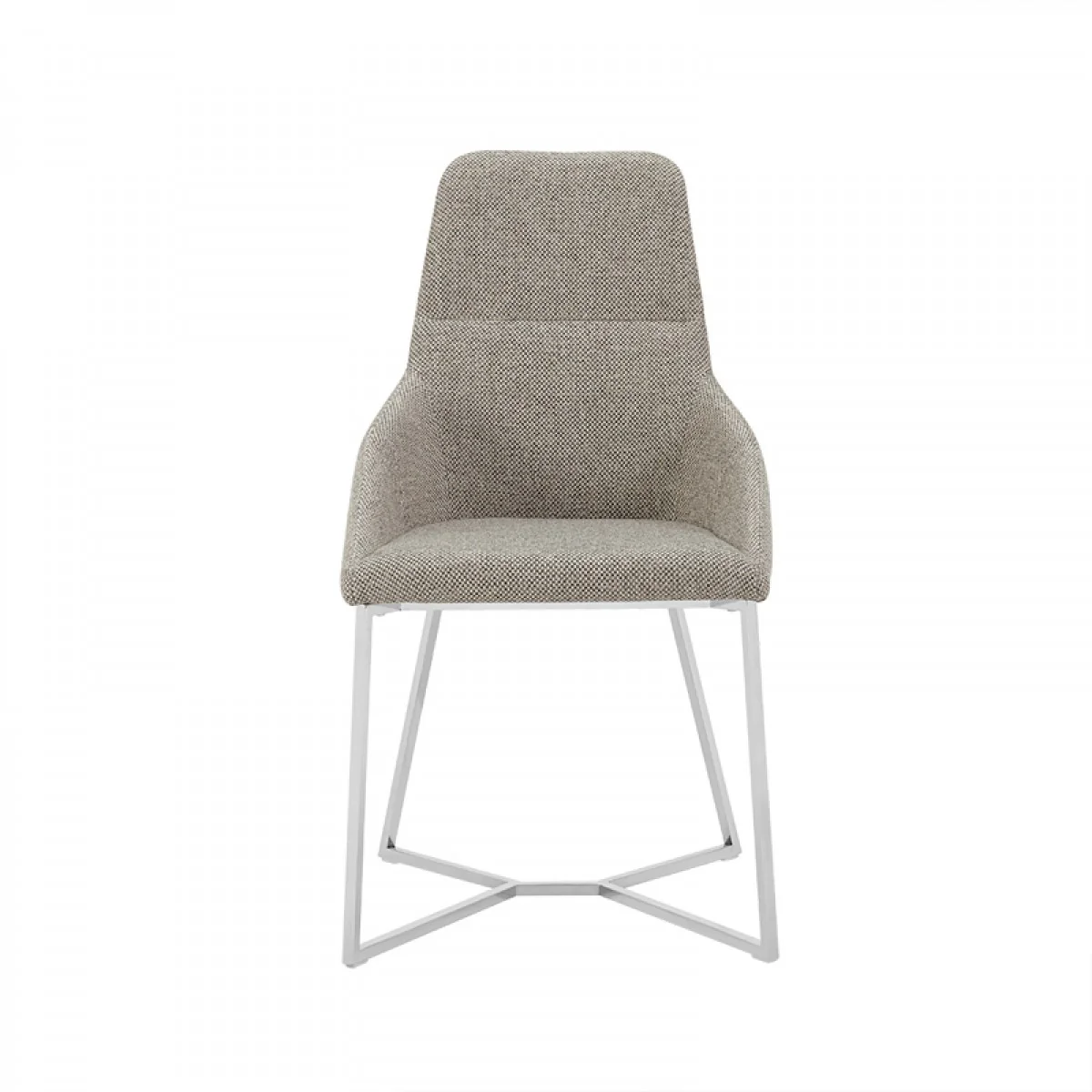 Set Of 2 Light Grey And Geo Stainless Steel Dining Chairs By Homeroots - Image 2