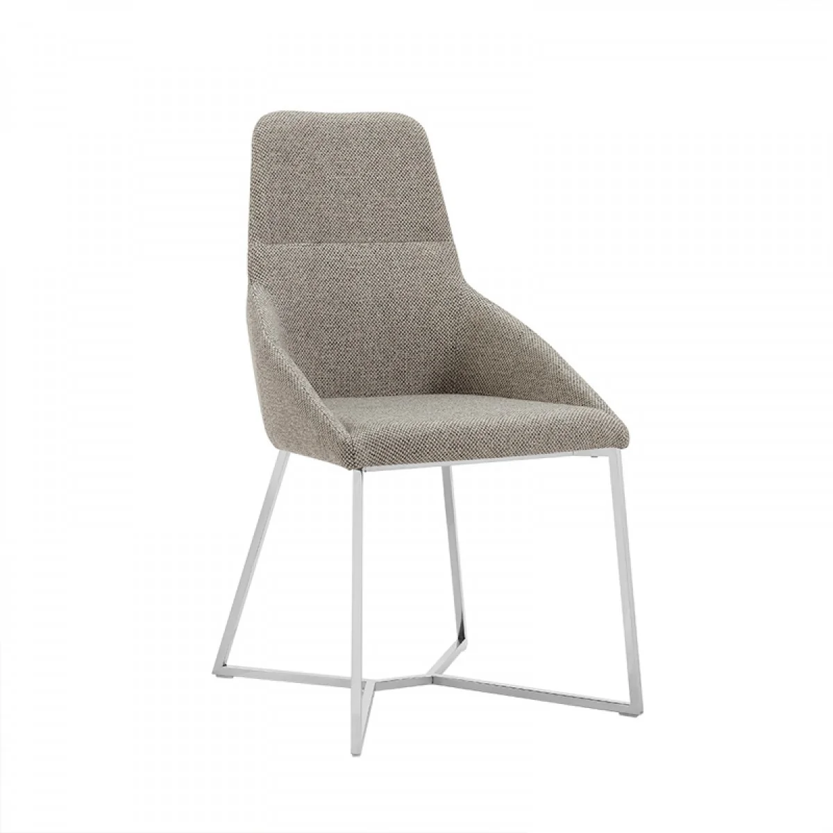 Set Of 2 Light Grey And Geo Stainless Steel Dining Chairs By Homeroots - Image 4
