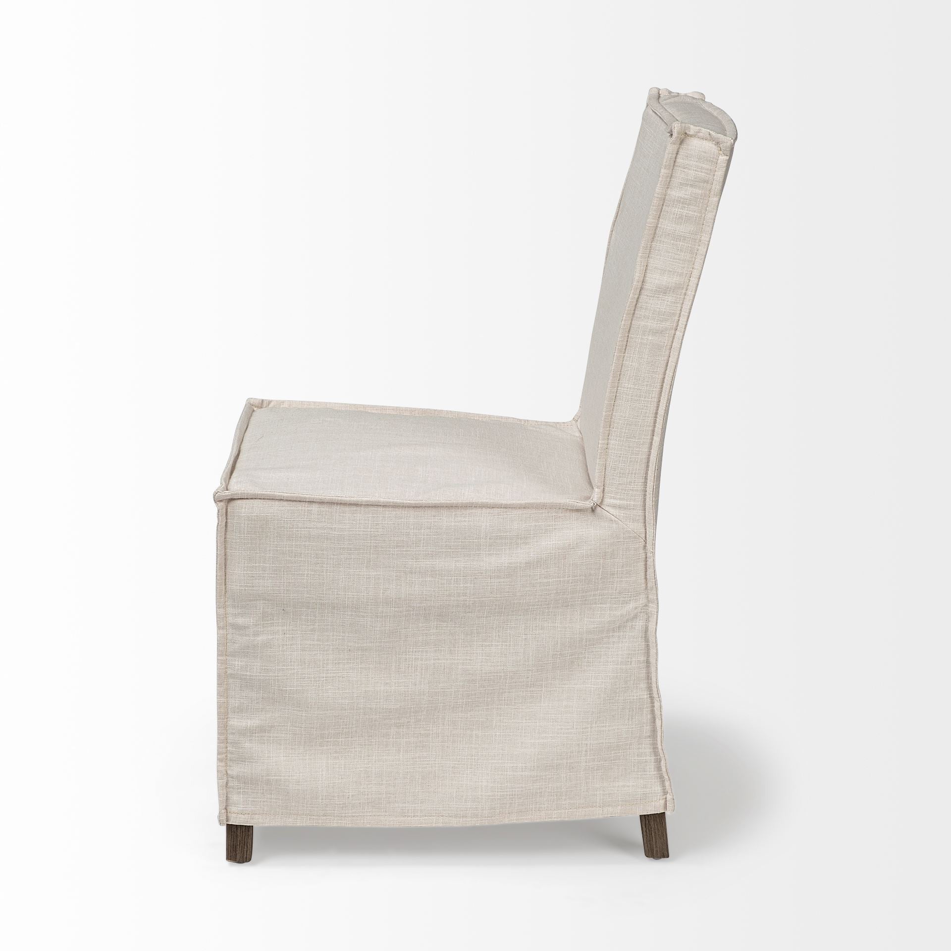 Set Of 2 Linen Look Slip Cover Wooden Base Dining Chairs By Homeroots - Image 4