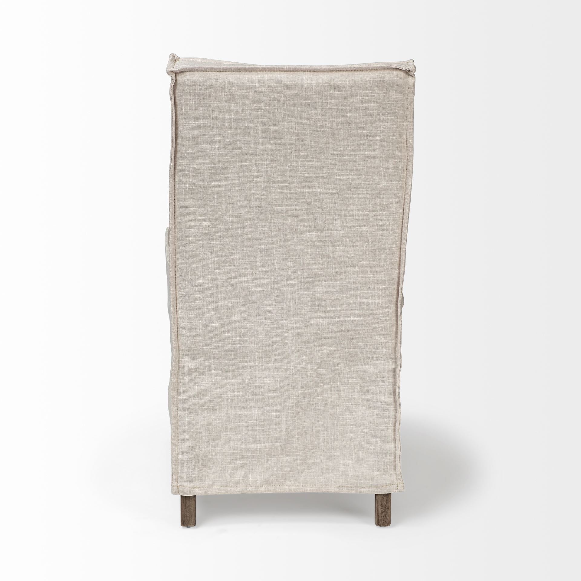 Set Of 2 Linen Look Slip Cover Wooden Base Dining Chairs By Homeroots - Image 5