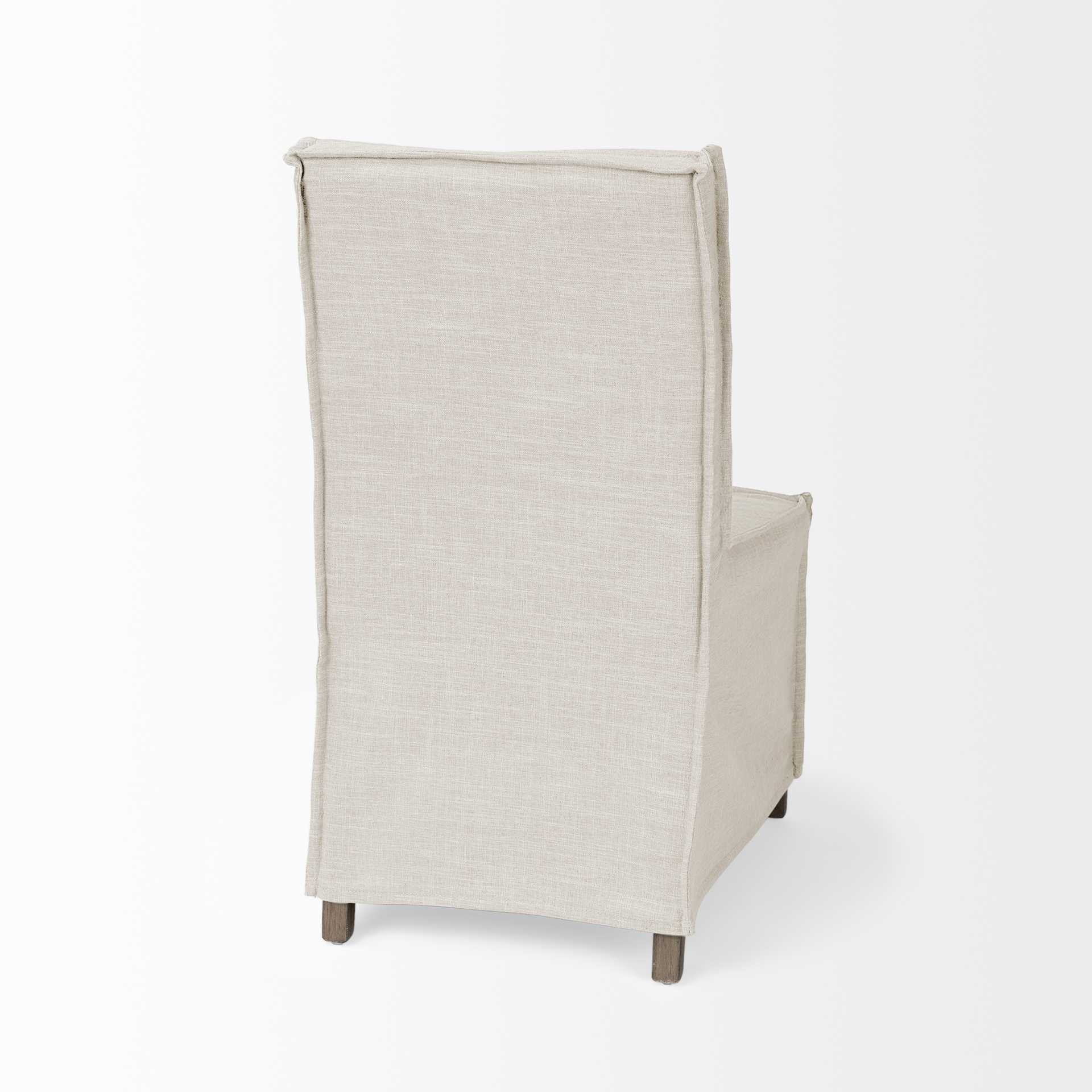 Set Of 2 Linen Look Slip Cover Wooden Base Dining Chairs By Homeroots - Image 6