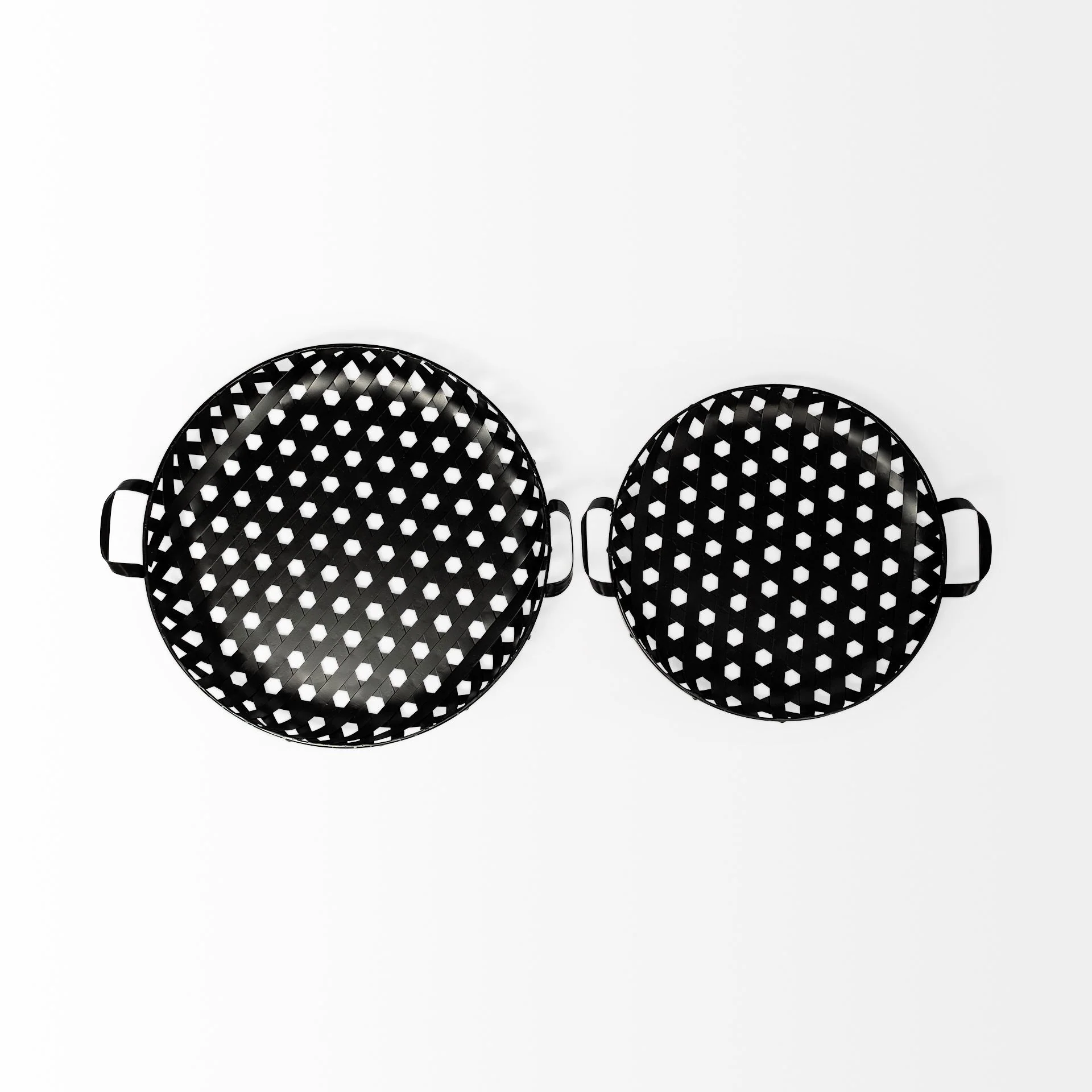 Set Of 2 Matte Black Metal With Interweaved Bottom Trays By Homeroots - Image 2