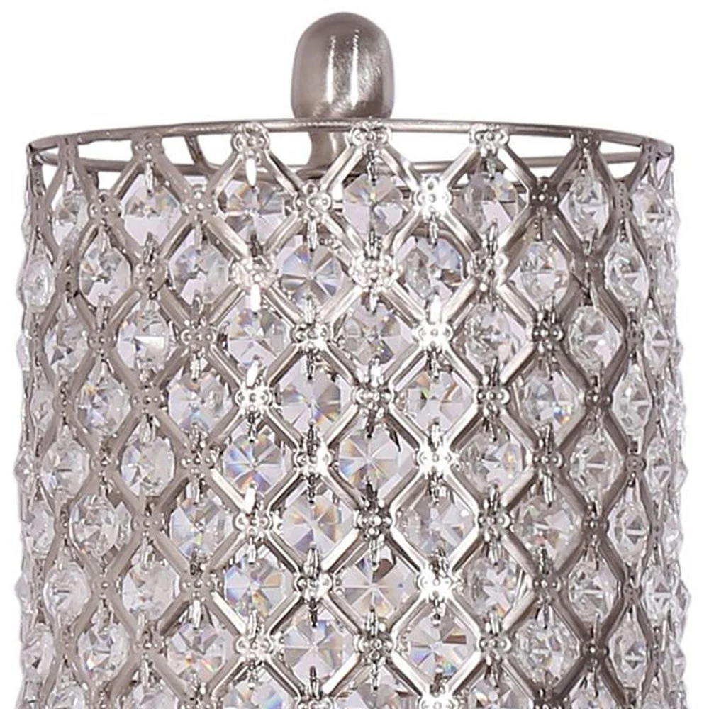 Set of 2 Metal Table Lamps with Crystal Bead Shade By Homeroots - Image 3