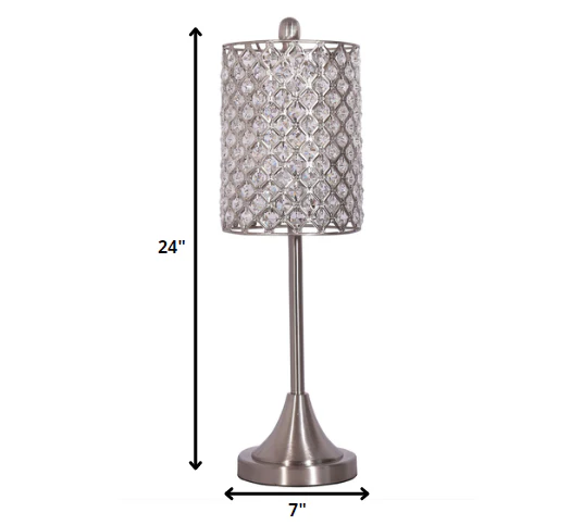 Set of 2 Metal Table Lamps with Crystal Bead Shade By Homeroots - Image 5