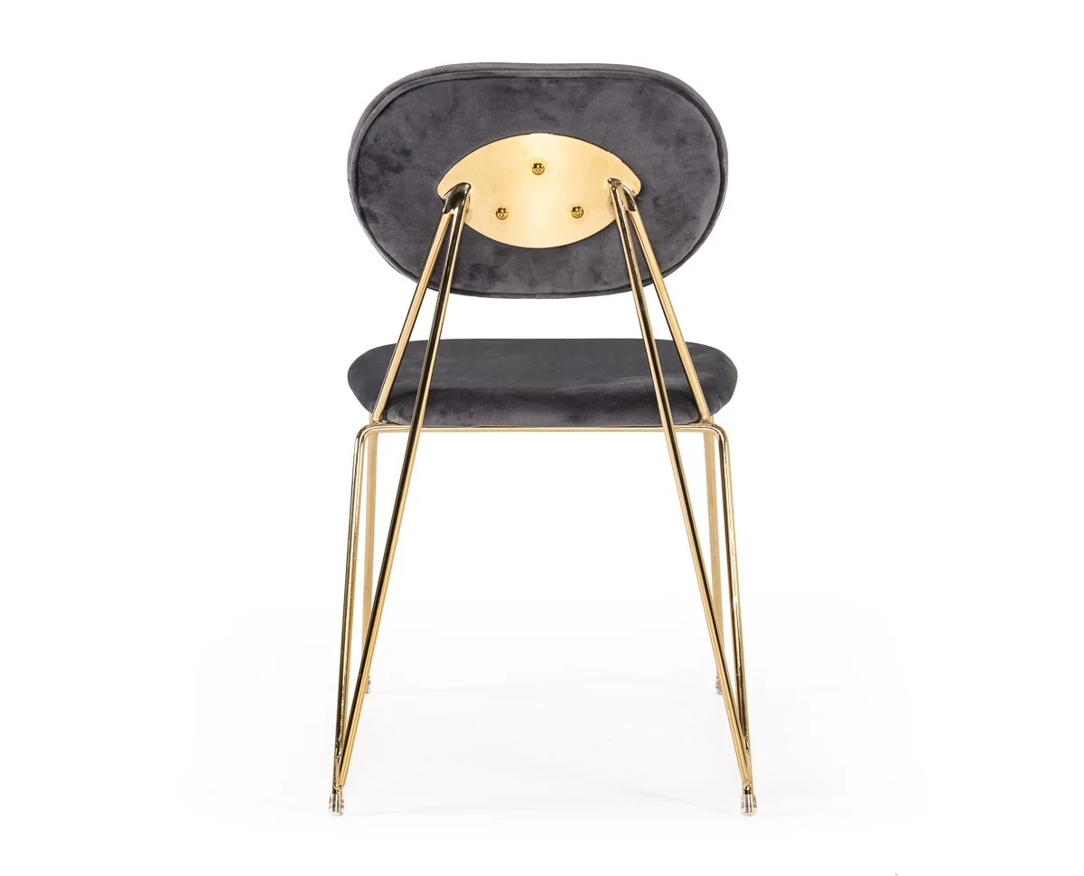 Set Of 2 Mid Century Mod Grey Velvet And Gold Dining Chairs By Homeroots - Image 4