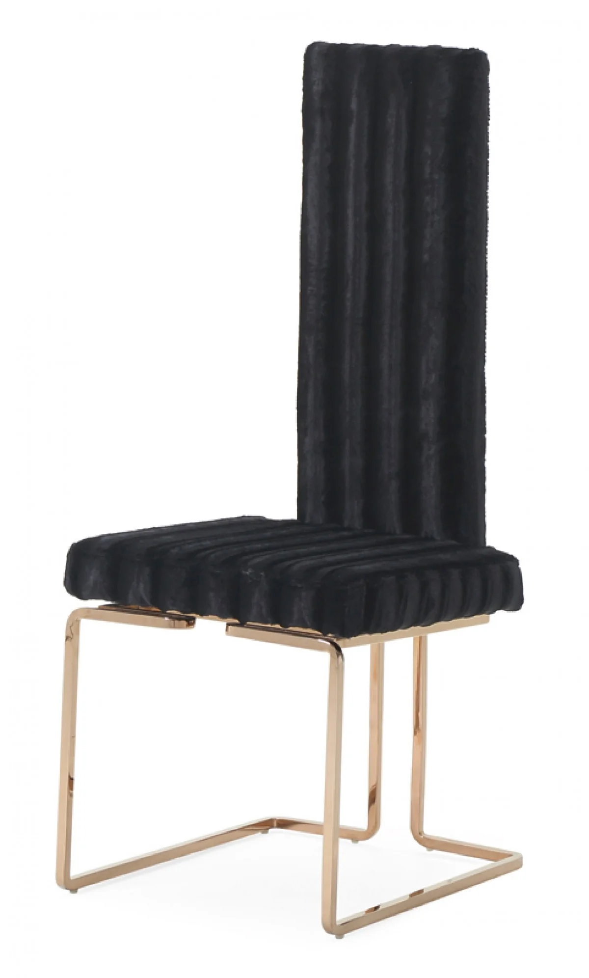 Set Of 2 Mod High Back Black And Rose Gold Dining Chairs By Homeroots - Image 2