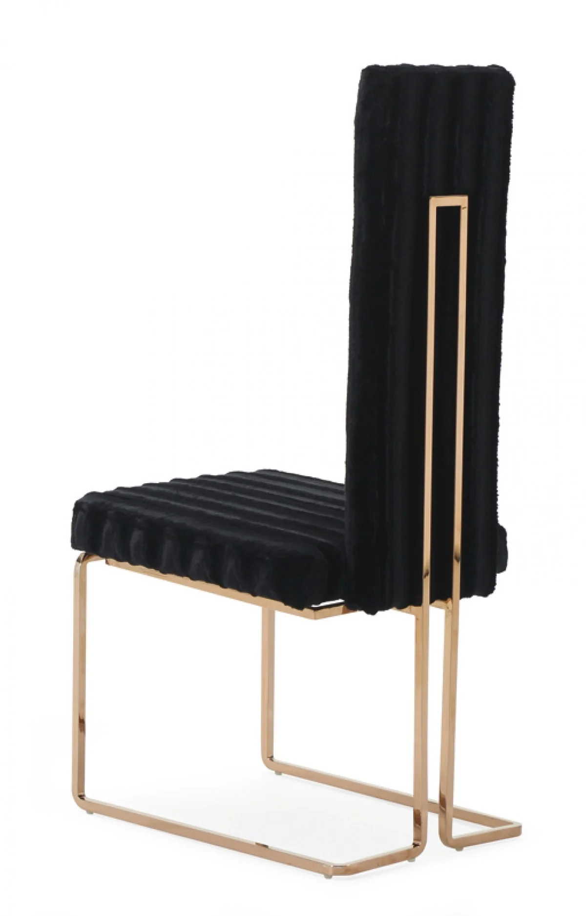 Set Of 2 Mod High Back Black And Rose Gold Dining Chairs By Homeroots - Image 3