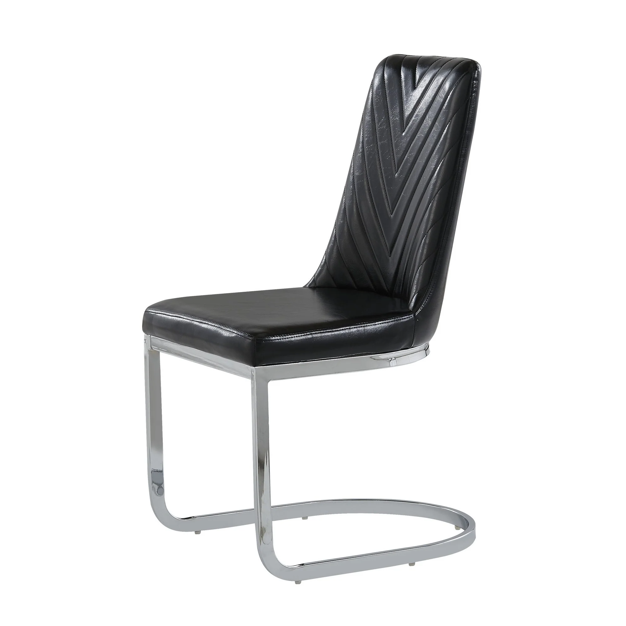 Set Of 2 Modern Black Dining Chairs With Horse Shoe Style Metal Base By Homeroots - Image 2