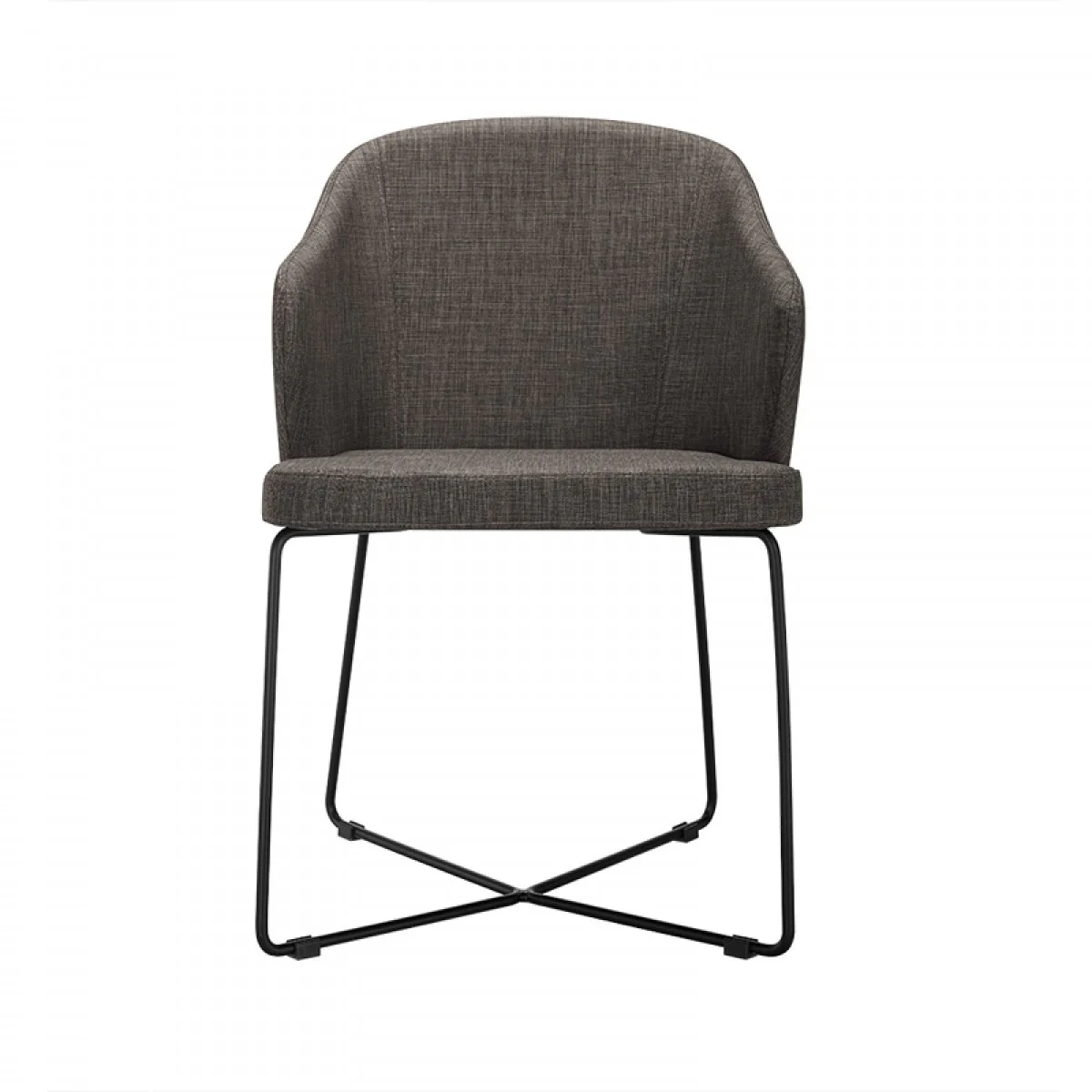 Set Of 2 Modern Grey Fabric Black Coated Metal Dining Chairs By Homeroots - Image 2