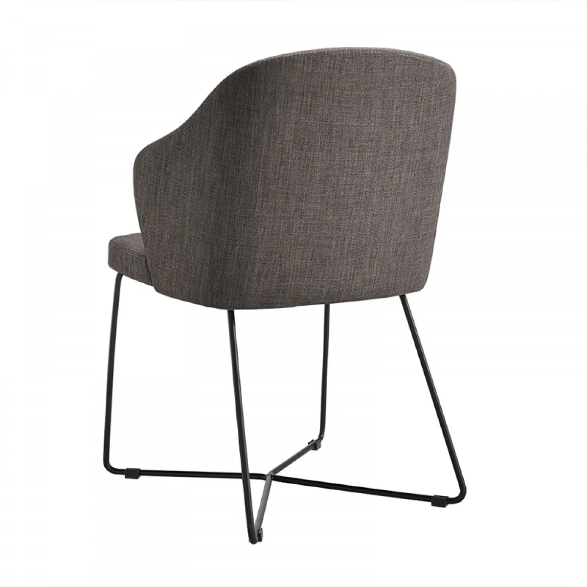 Set Of 2 Modern Grey Fabric Black Coated Metal Dining Chairs By Homeroots - Image 3