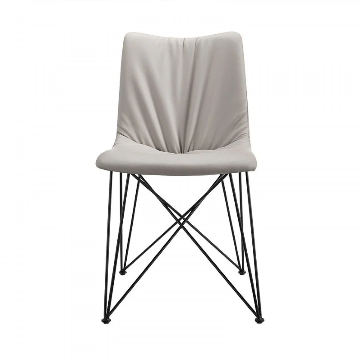 Set Of 2 Modern Grey Leatherette Black Coated Metal Dining Chairs By Homeroots - Image 2