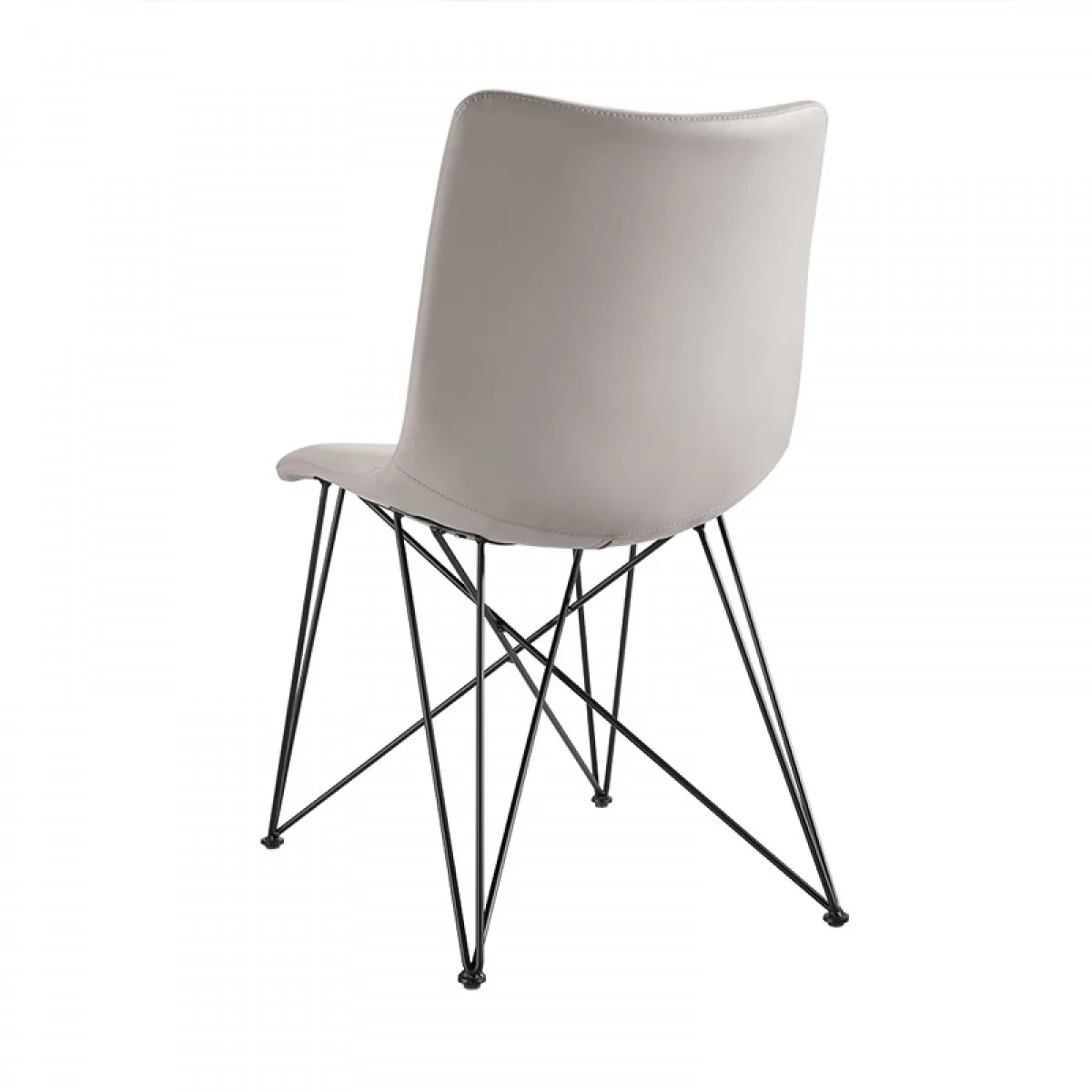 Set Of 2 Modern Grey Leatherette Black Coated Metal Dining Chairs By Homeroots - Image 3
