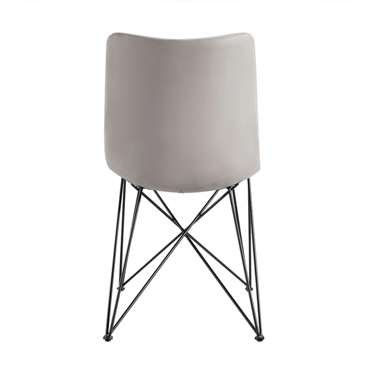 Set Of 2 Modern Grey Leatherette Black Coated Metal Dining Chairs By Homeroots - Image 4