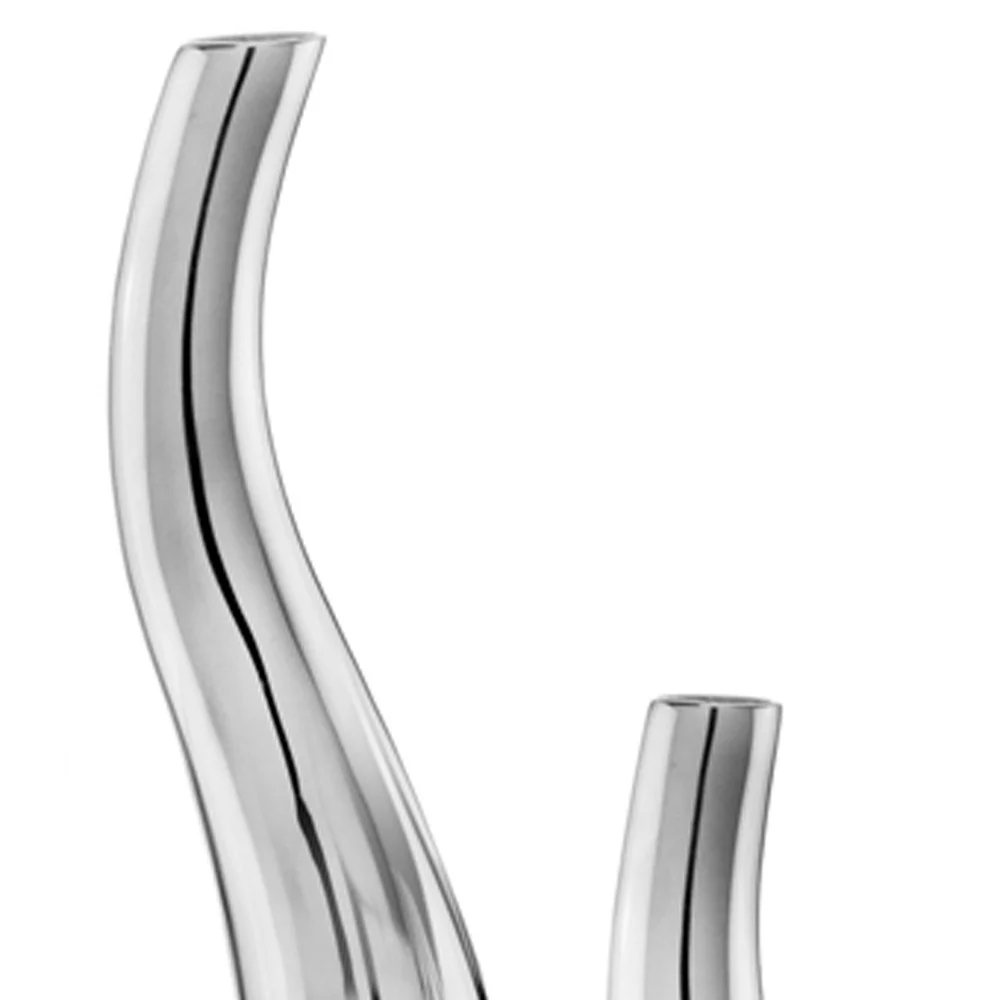 Set of 2 Modern Tall Silver Squiggly Vases By Homeroots - Image 5