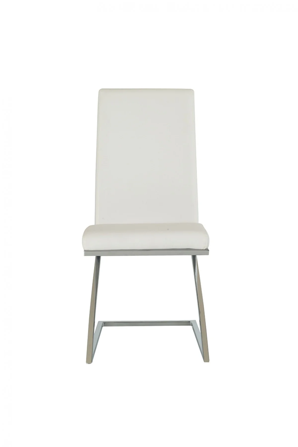 Set Of 2 Modern White Faux Leather And Chrome Dining Chairs By Homeroots - Image 2