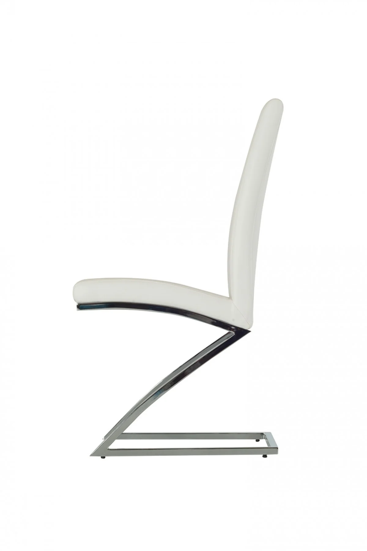 Set Of 2 Modern White Faux Leather And Chrome Dining Chairs By Homeroots - Image 3