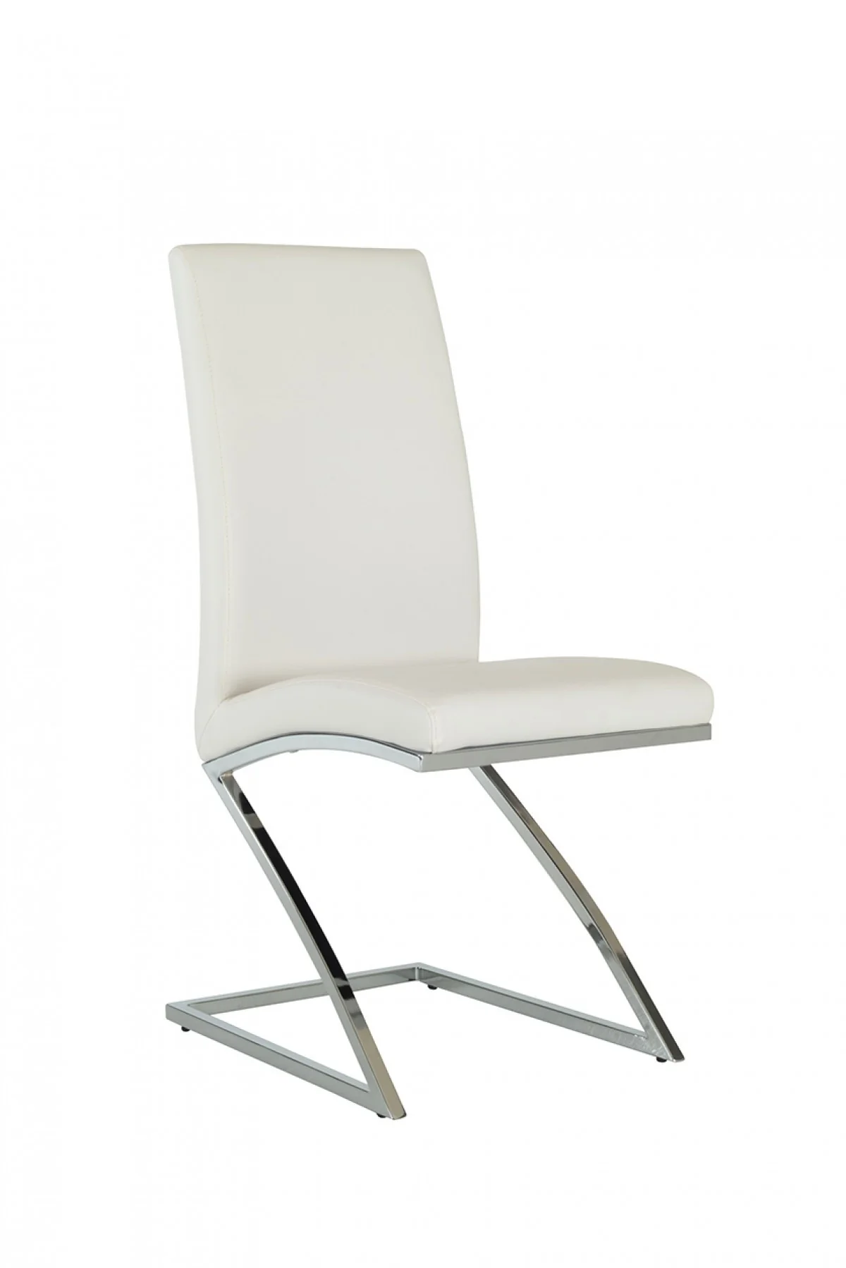 Set Of 2 Modern White Faux Leather And Chrome Dining Chairs By Homeroots - Image 5