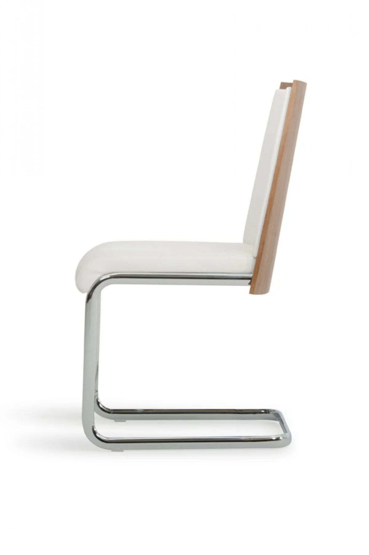 Set Of 2 Modern White Faux Leather And Walnut Finish Dining Chairs By Homeroots - Image 5