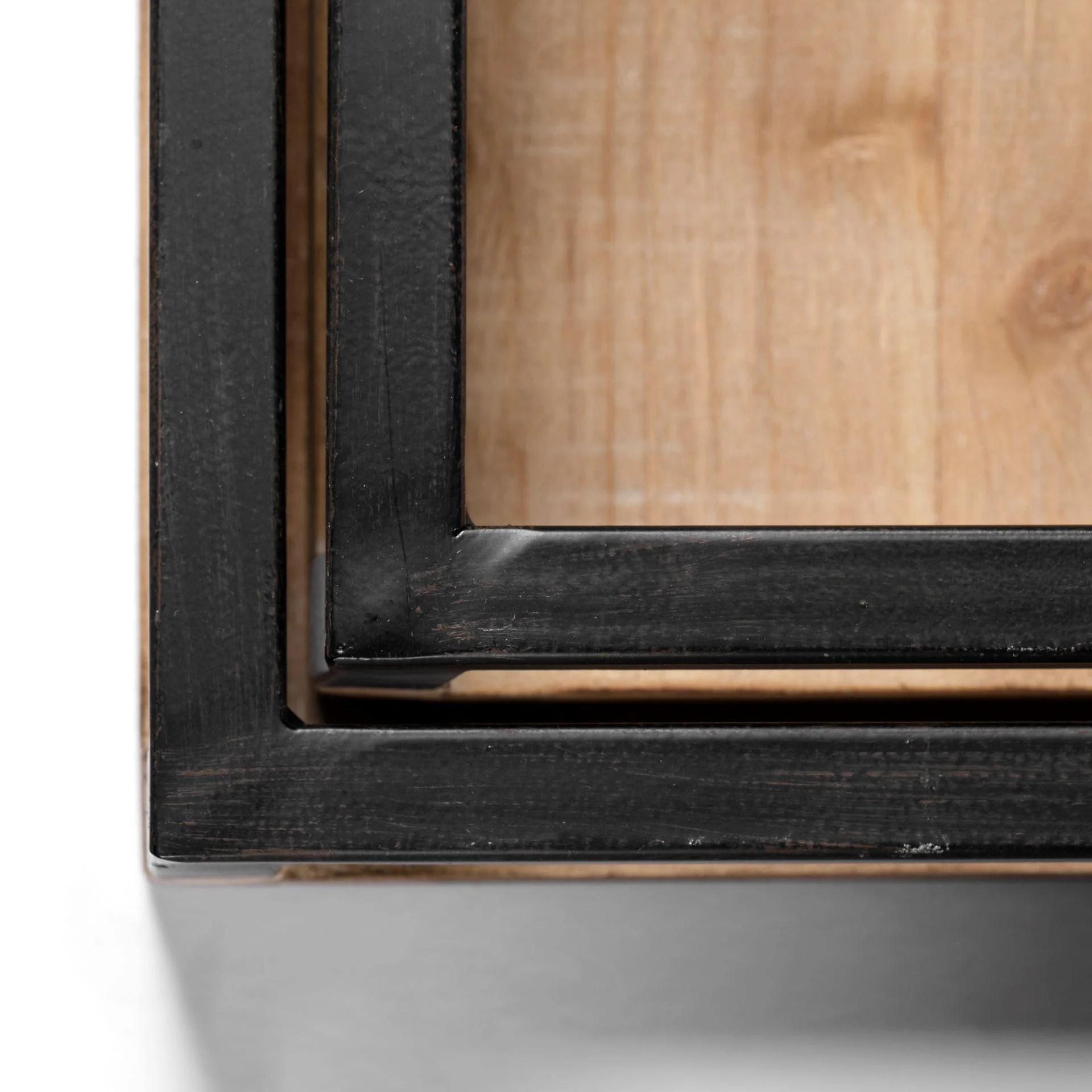 Set Of 2 Natural Finish With Black Nesting Wood Accent Trays By Homeroots - Image 5