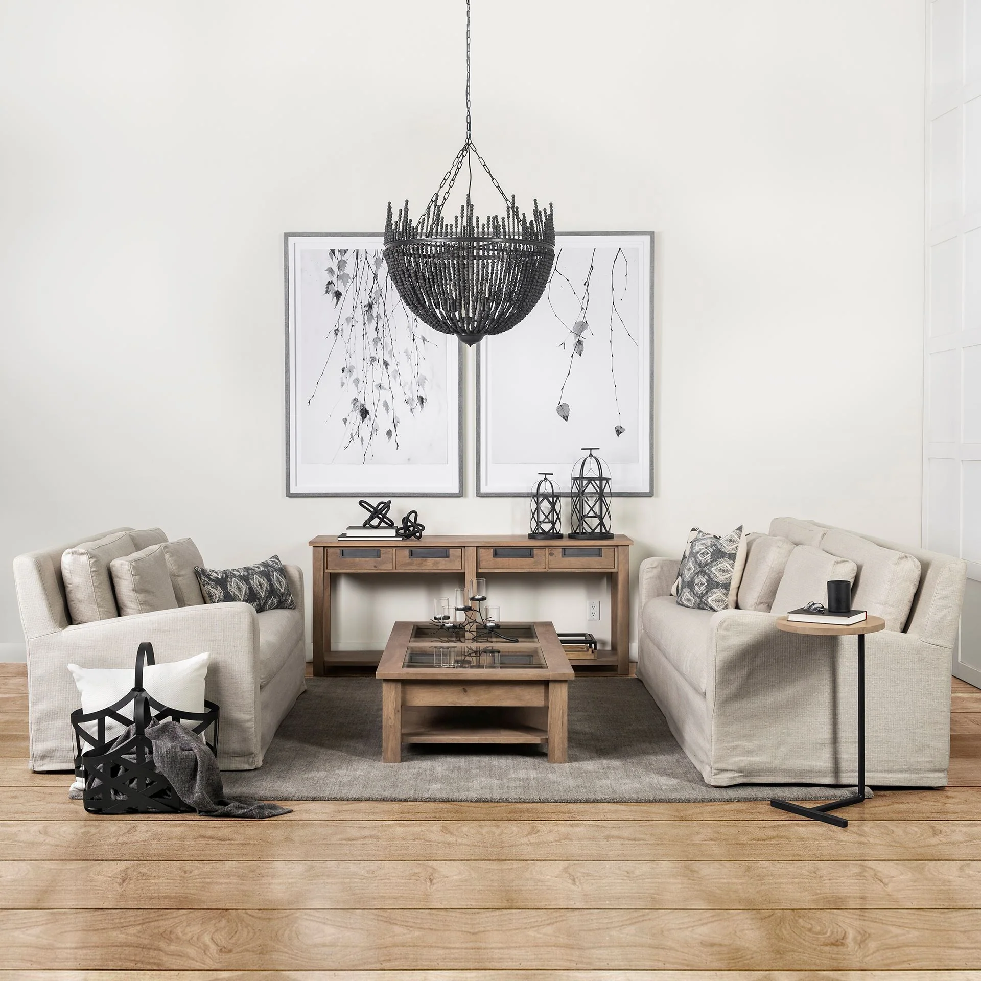 Set Of 2 Natural Finish With Black Nesting Wood Accent Trays By Homeroots - Image 6