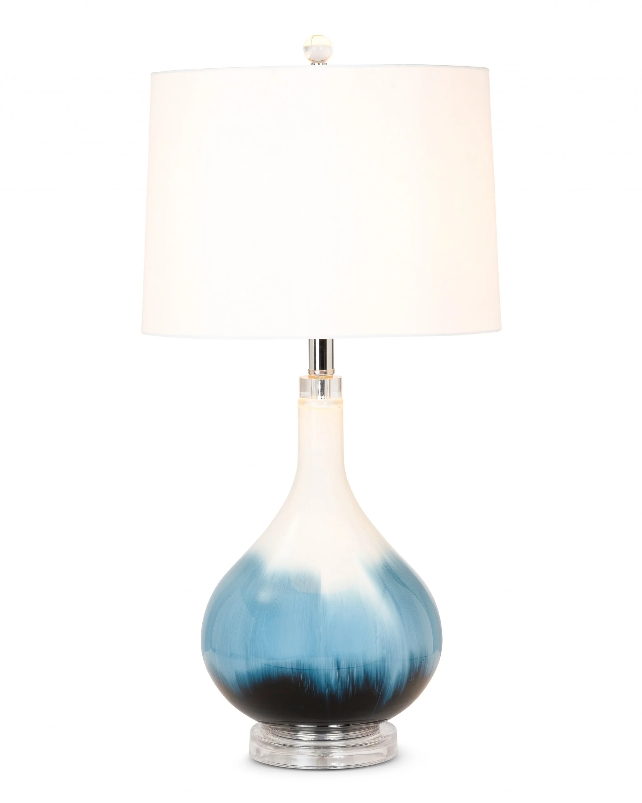Set of 2 Ombre Blue and White Glass Table Lamps By Homeroots - Image 2