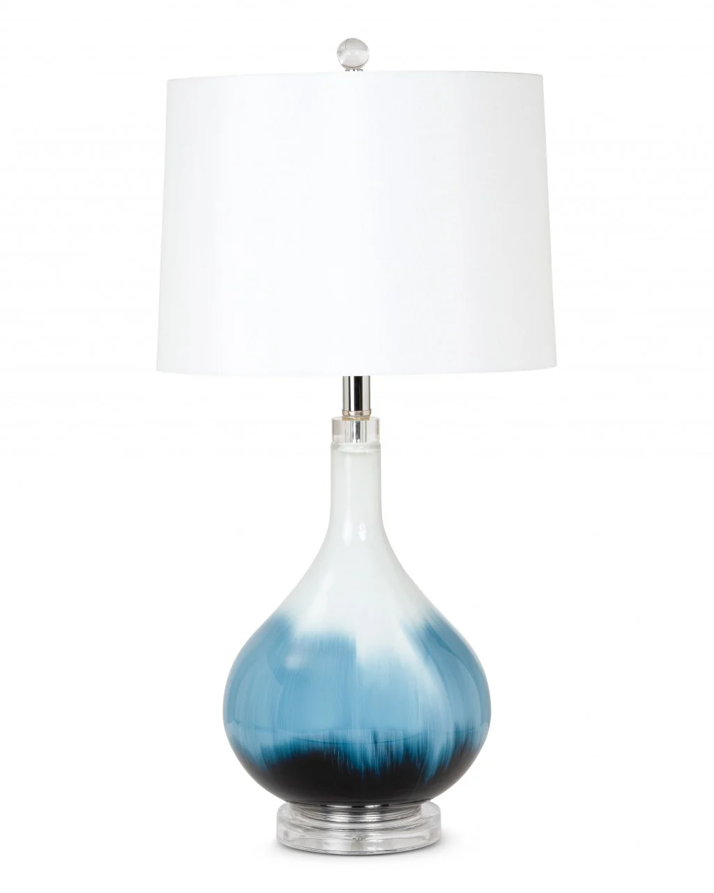Set of 2 Ombre Blue and White Glass Table Lamps By Homeroots - Image 3