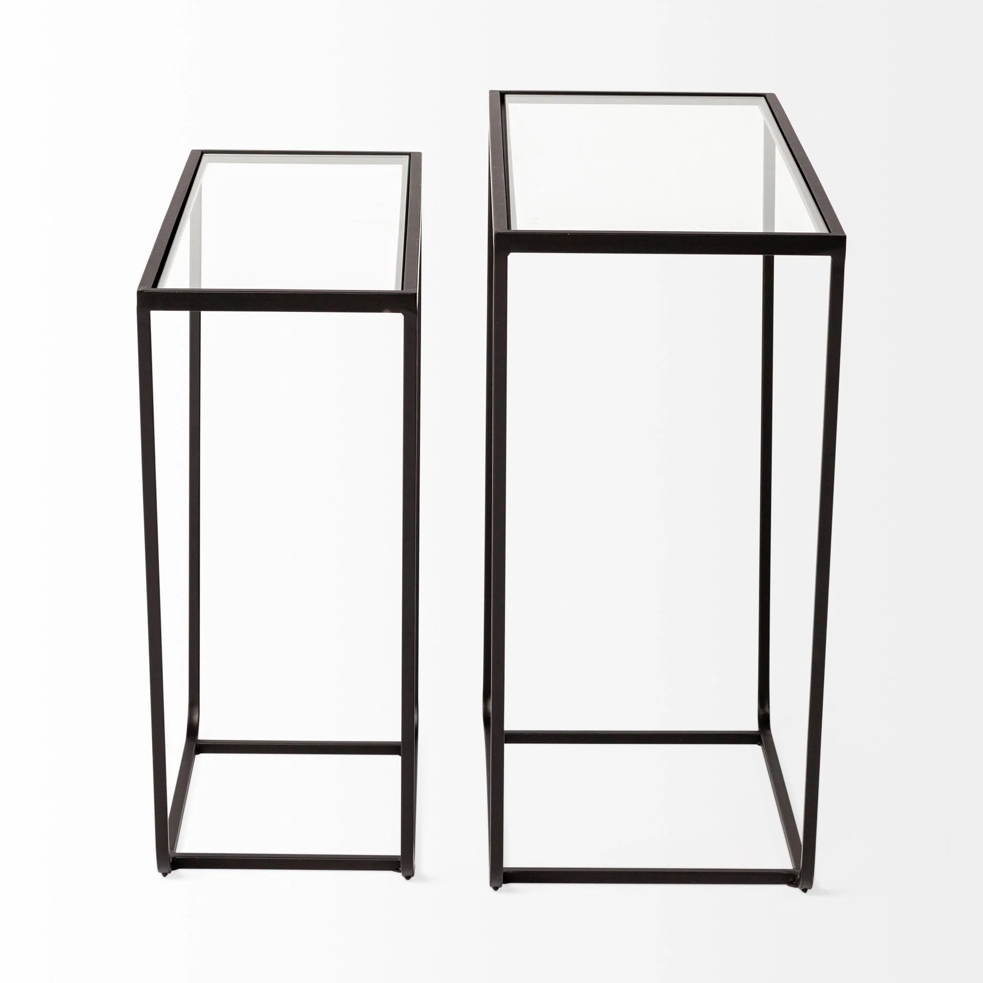 Set of 2 Rectangular Glass Top Accent Table with Black Iron Frame By Homeroots - Image 3