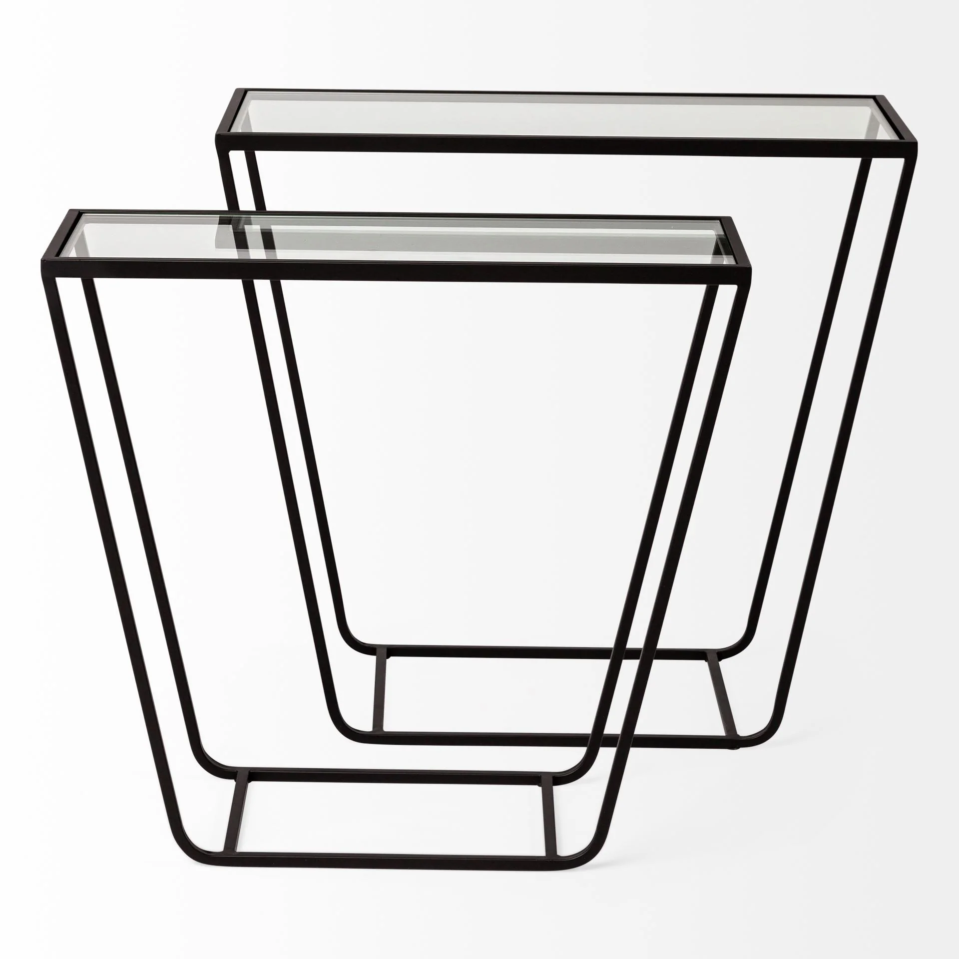 Set of 2 Rectangular Glass Top Accent Table with Black Iron Frame By Homeroots - Image 4