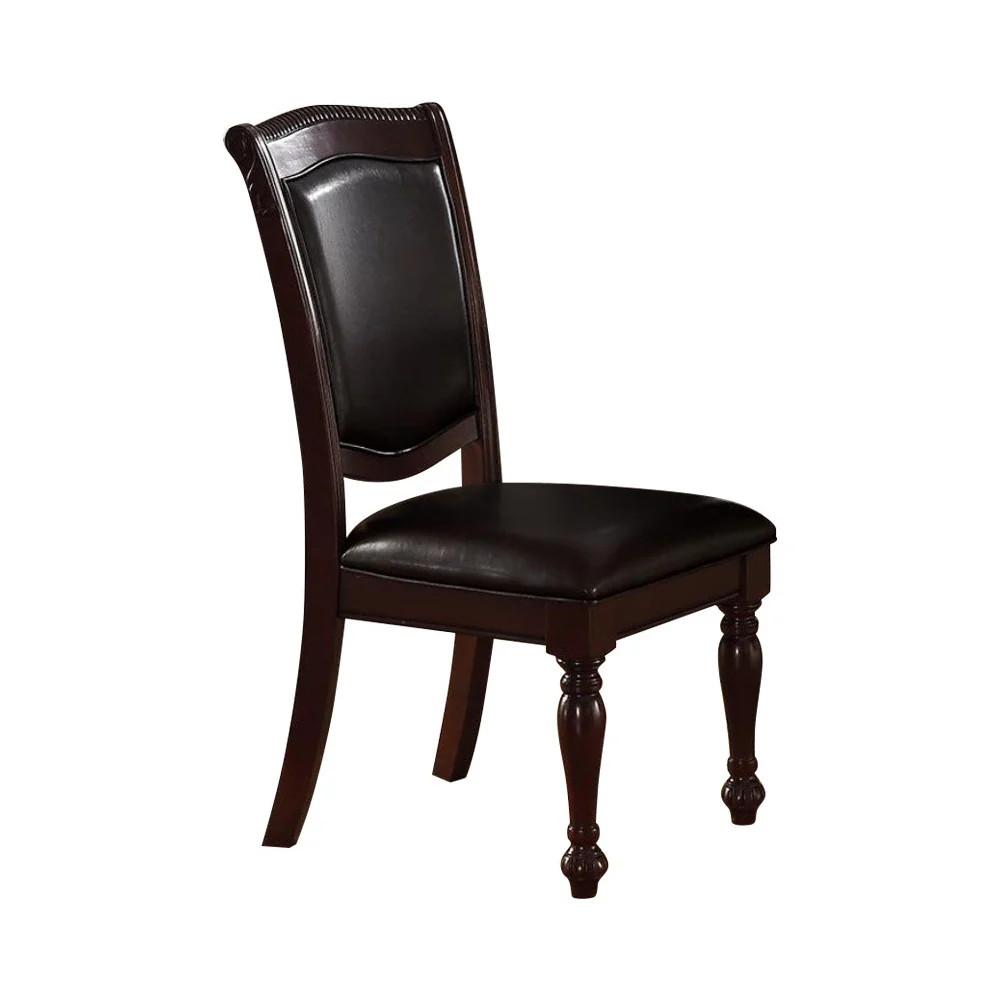 Set Of 2 Rubber Wood Traditional Dining Chair, Dark Brown And Black By Benzara - Image 2