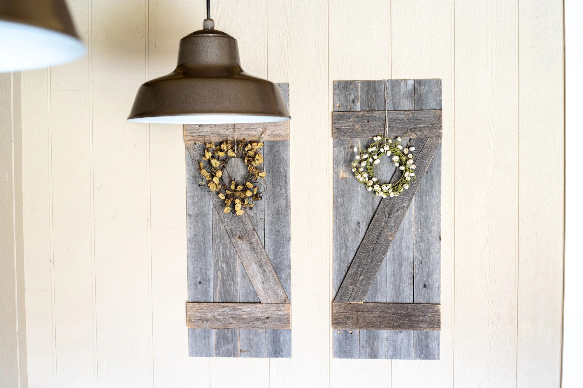 Set of 2 Rustic Natural Weathered Grey Wood Window Shutters with Hanger By Homeroots - Image 4