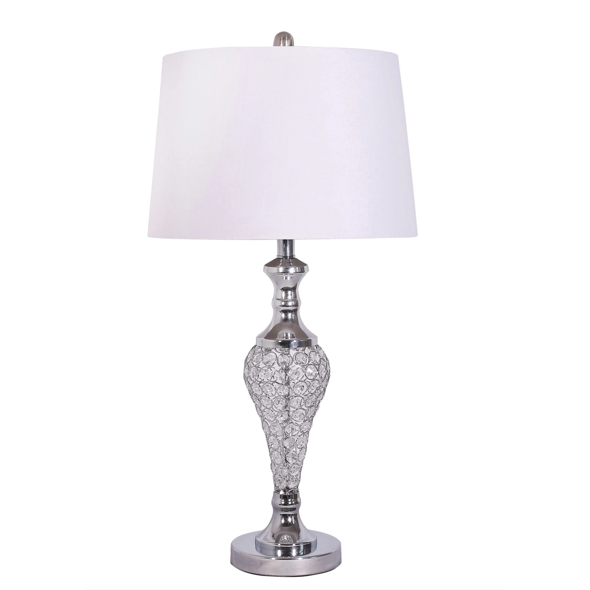 Set of 2 Silver Acrylic Beads Metal Table Lamps By Homeroots - Image 2