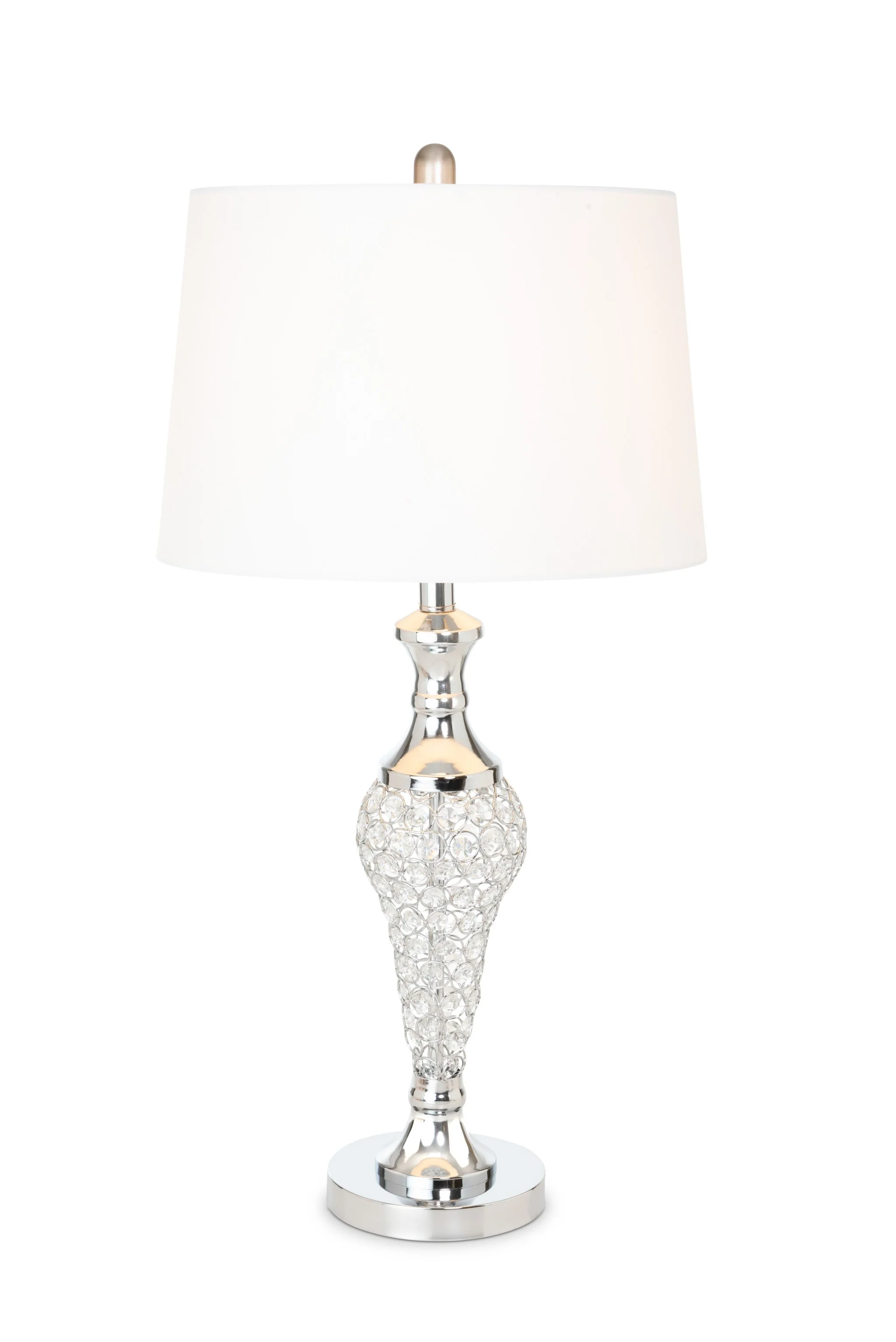 Set of 2 Silver Acrylic Beads Metal Table Lamps By Homeroots - Image 3
