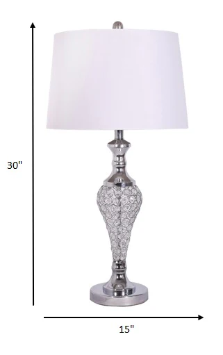 Set of 2 Silver Acrylic Beads Metal Table Lamps By Homeroots - Image 6