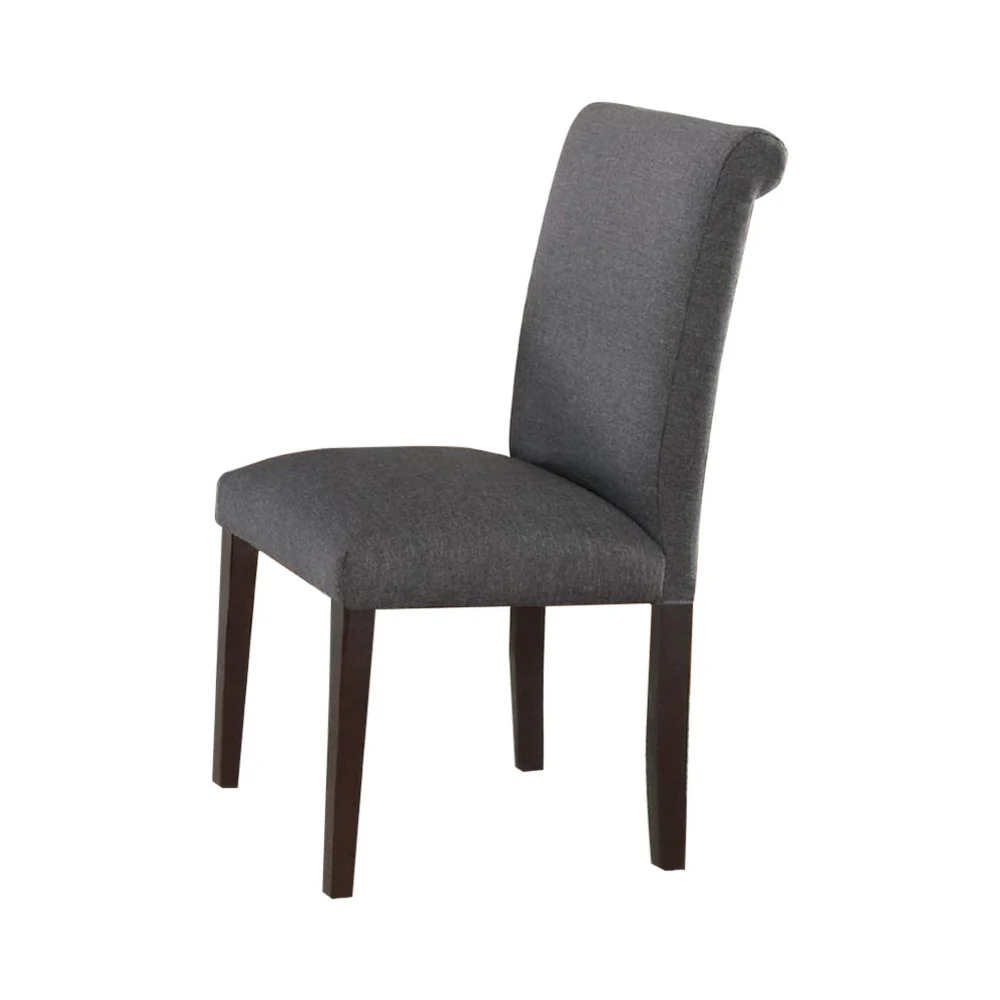 Set Of 2 Solid Wood Dining Chair In Gray Upholstery By Benzara - Image 2