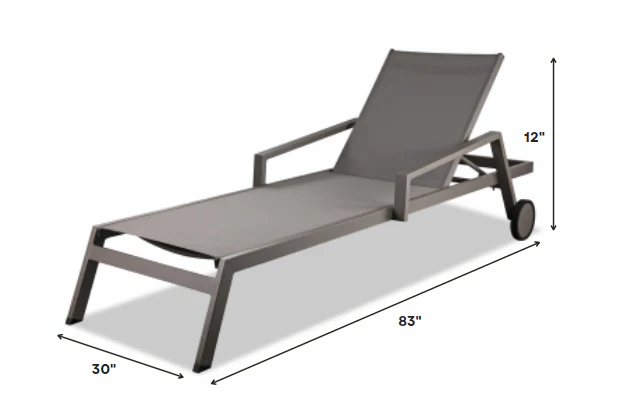 Set of 2 Taupe Modern Aluminum Chaise Lounges By Homeroots - Image 2