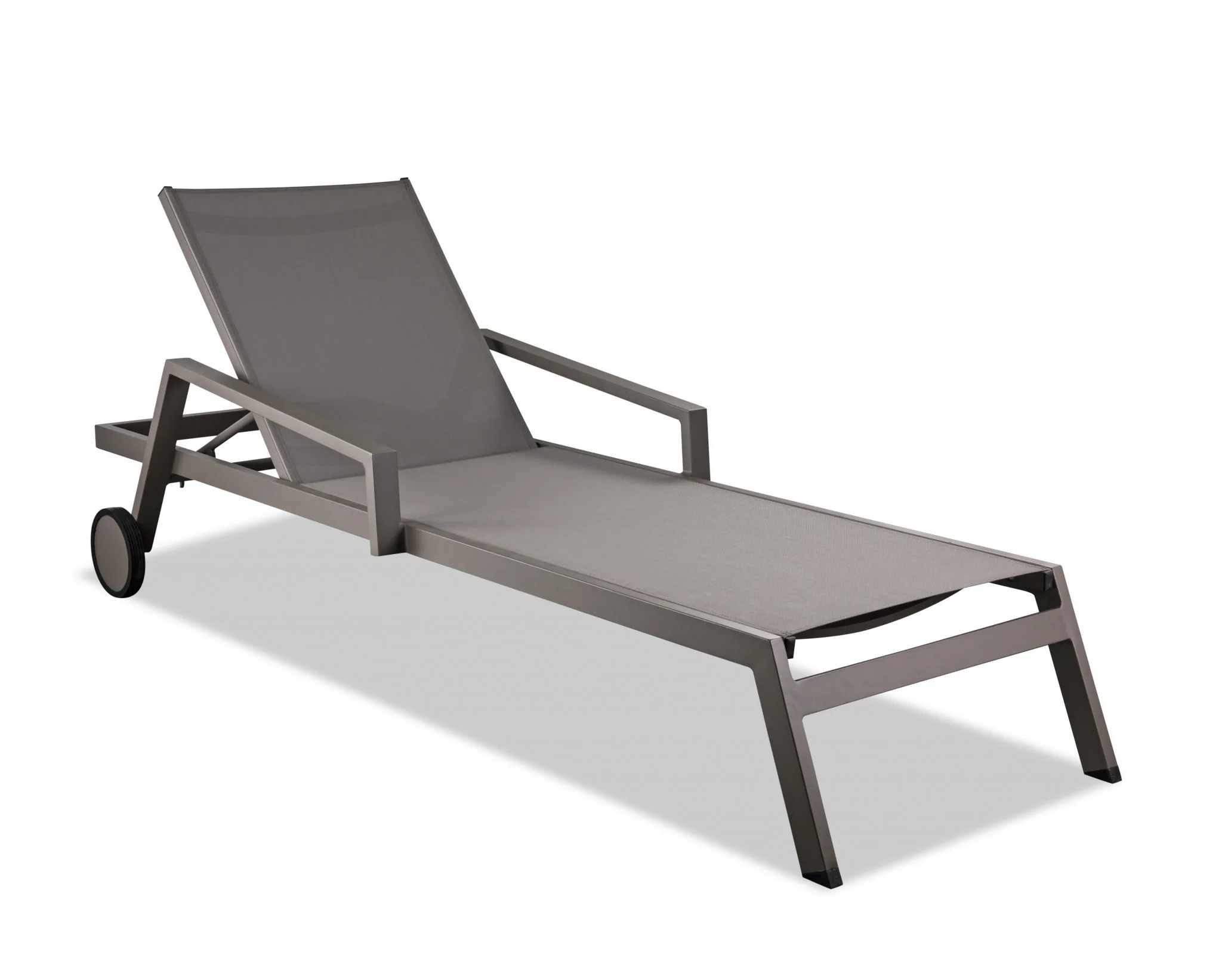 Set of 2 Taupe Modern Aluminum Chaise Lounges By Homeroots - Image 3