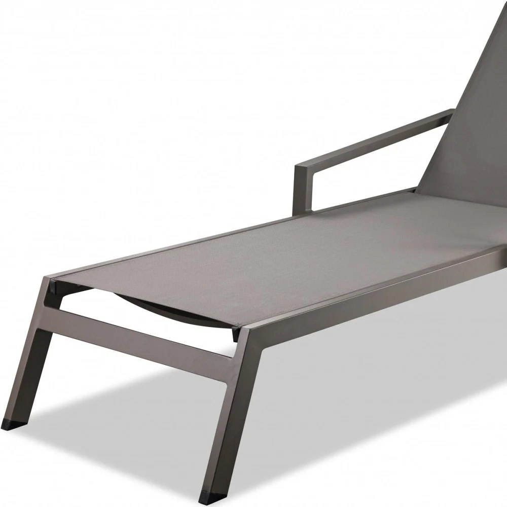 Set of 2 Taupe Modern Aluminum Chaise Lounges By Homeroots - Image 4